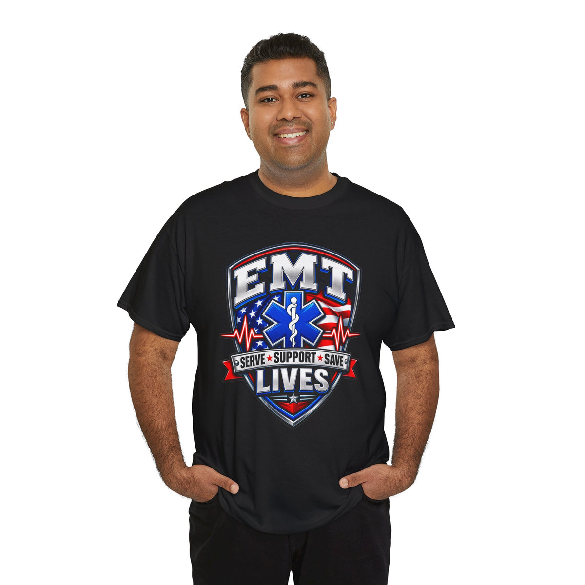 EMT Lives Tee — "Serve • Support • Save" EMS Shield Shirt