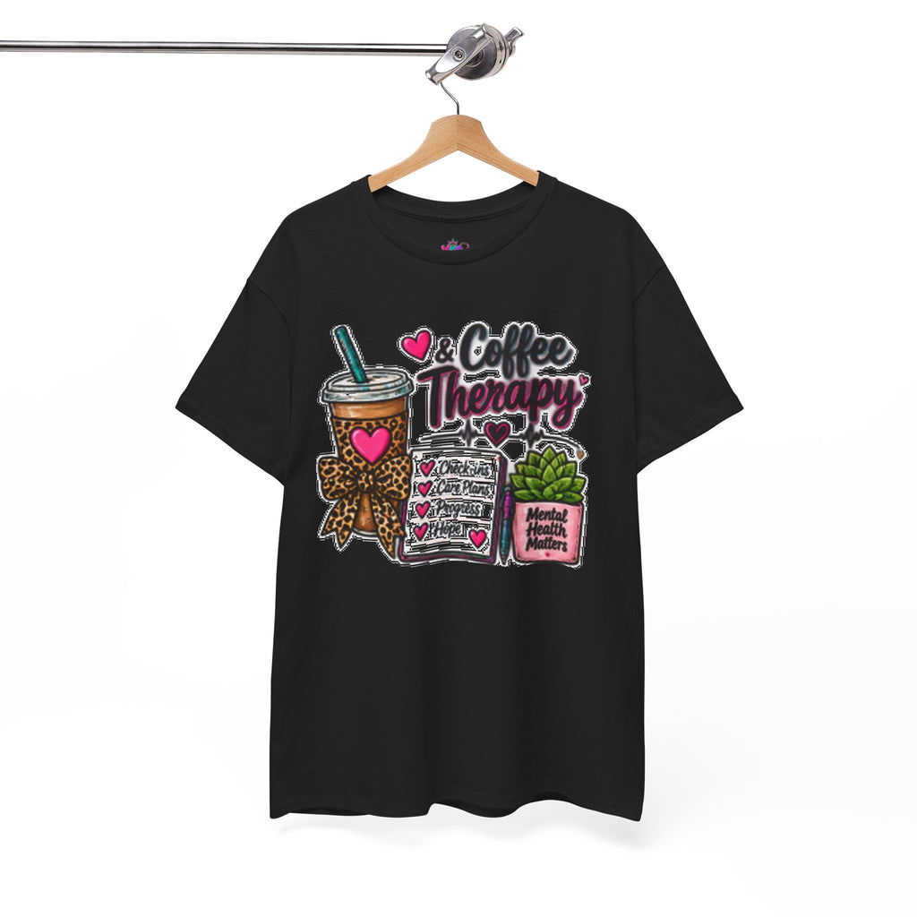 Coffee Therapy T-Shirt — Coffee, Plants & Self-Care Graphic Tee
