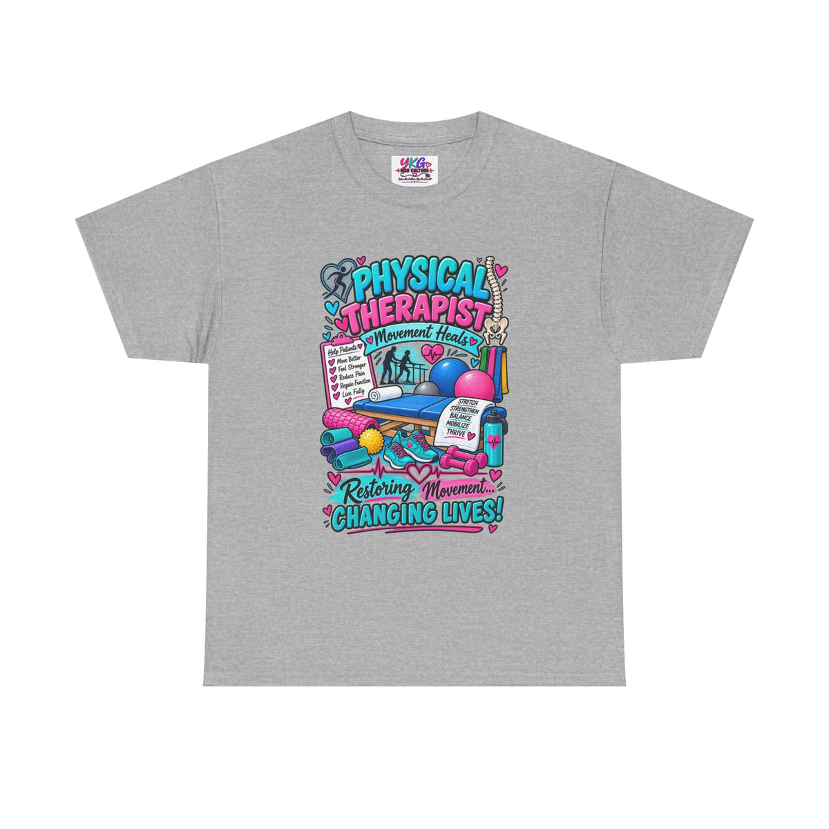 Physical Therapist T-Shirt — "Restoring Movement, Changing Lives" Colorful Rehab Tee