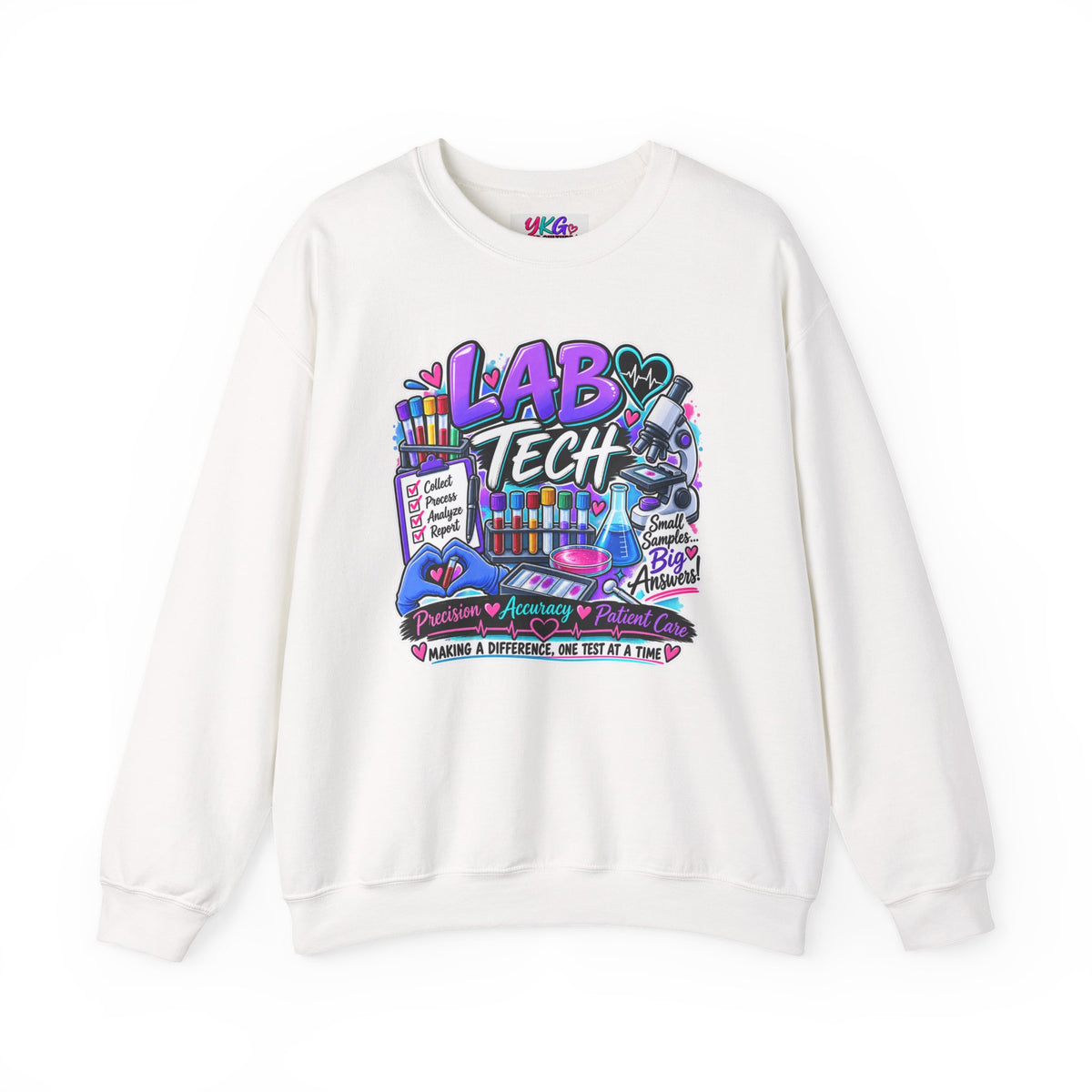 Lab Tech Crewneck Sweatshirt — Colorful Science Lab Technician Graphic