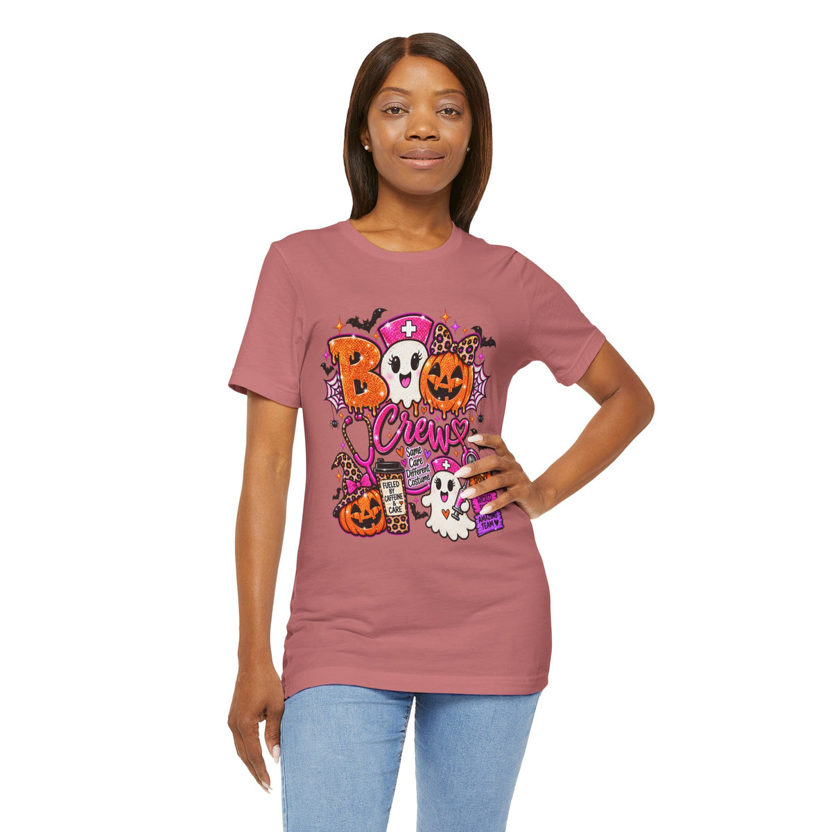 Halloween Boo Crew T-Shirt — Cute Nurse Ghosts, Jack-O'-Lanterns & Candy Graphic Tee