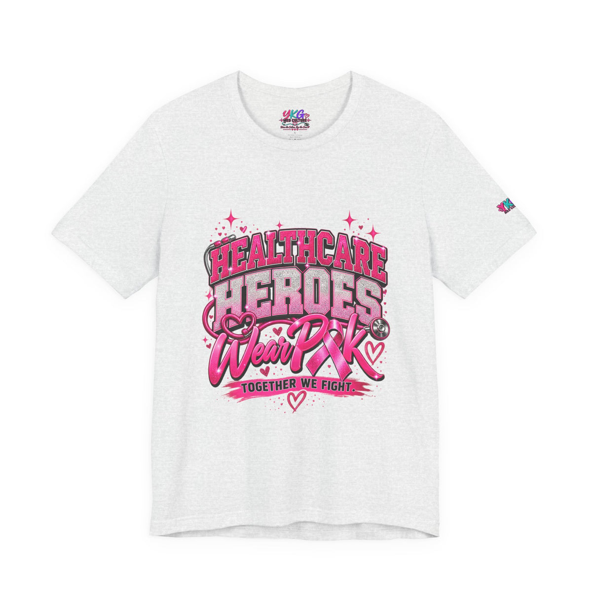 Breast Cancer Awareness Tee — "Healthcare Heroes Wear Pink" Support Ribbon Shirt