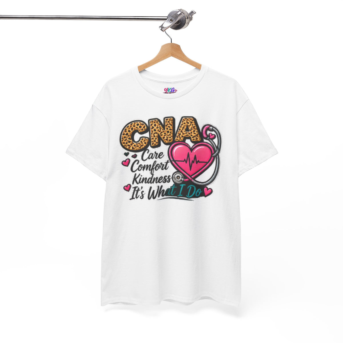 CNA Tee - "Care Comfort Kindness" Heartbeat Stethoscope Shirt for Nursing Assistants