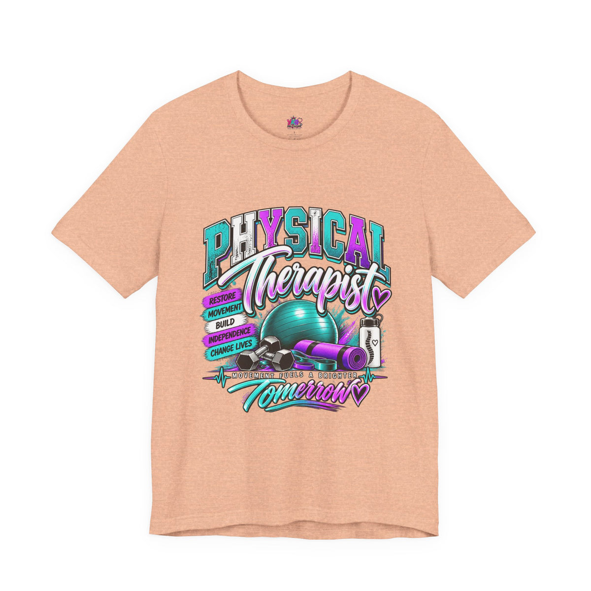 Physical Therapist Tee — Retro Fitness Graphic Shirt ("Physical Therapist: Helping People Move, Change Lives")