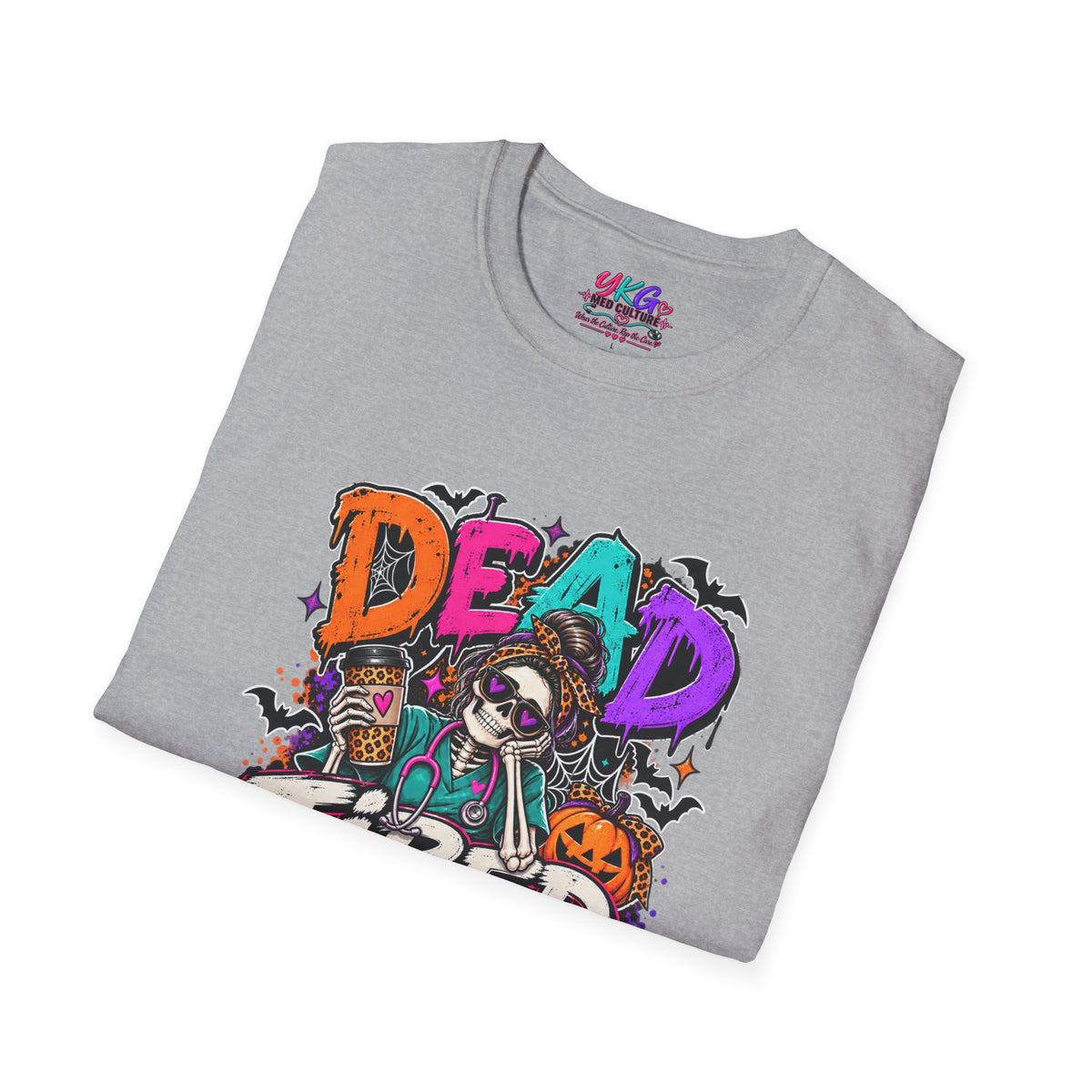 Dead Tired Still Caring Graphic T-Shirt — Funny Gothic Skull Tee