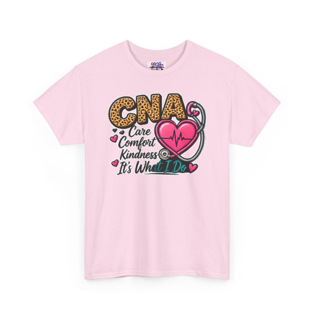 CNA Tee - "Care Comfort Kindness" Heartbeat Stethoscope Shirt for Nursing Assistants
