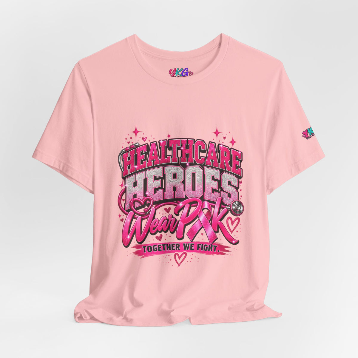 Breast Cancer Awareness Tee — "Healthcare Heroes Wear Pink" Support Ribbon Shirt