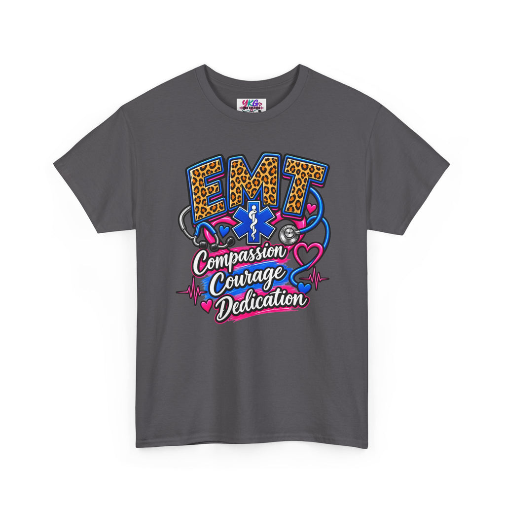 EMT Compassion Courage Dedication T-Shirt — Paramedic & First Responder Tribute Tee