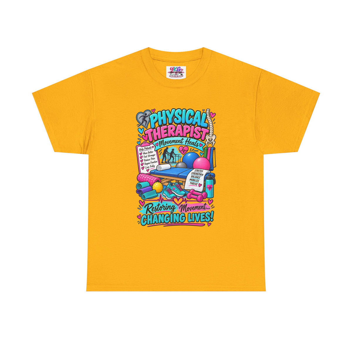 Physical Therapist T-Shirt — "Restoring Movement, Changing Lives" Colorful Rehab Tee