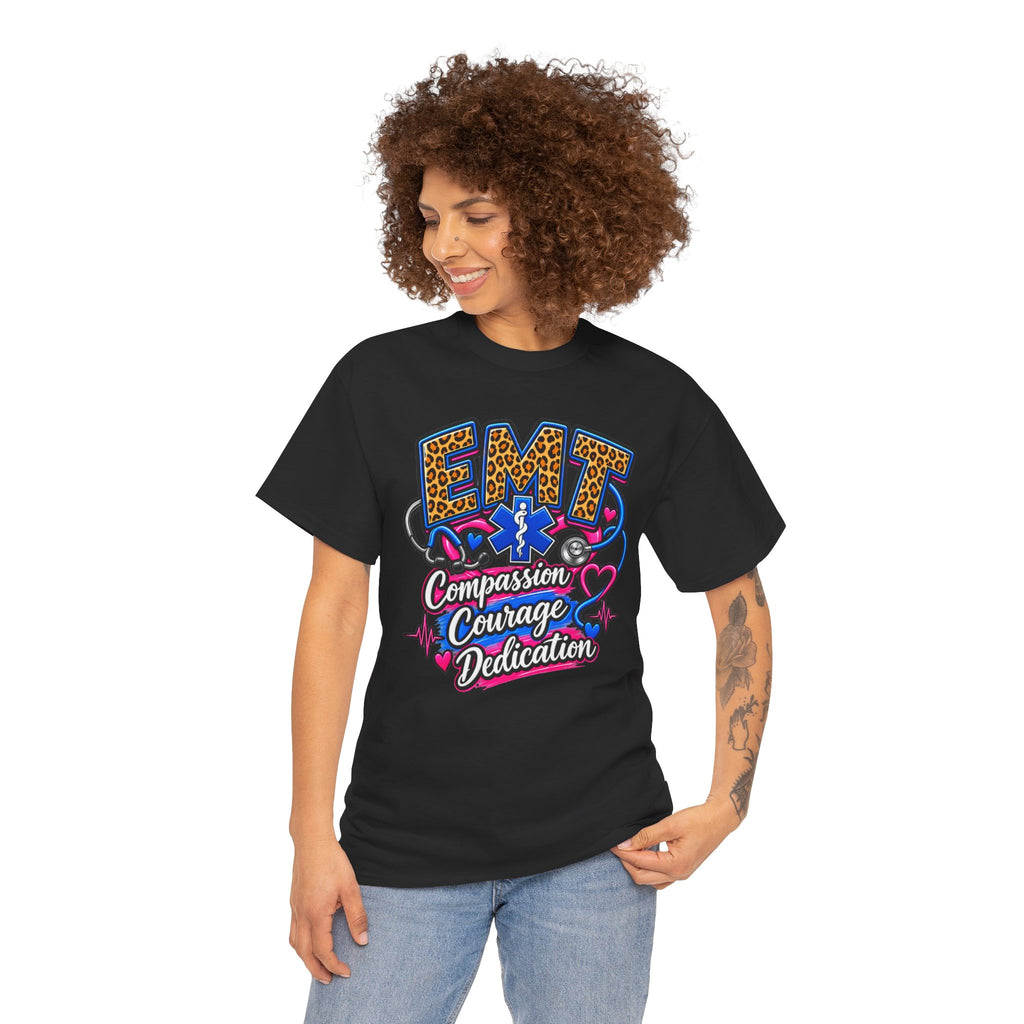 EMT Compassion Courage Dedication T-Shirt — Paramedic & First Responder Tribute Tee