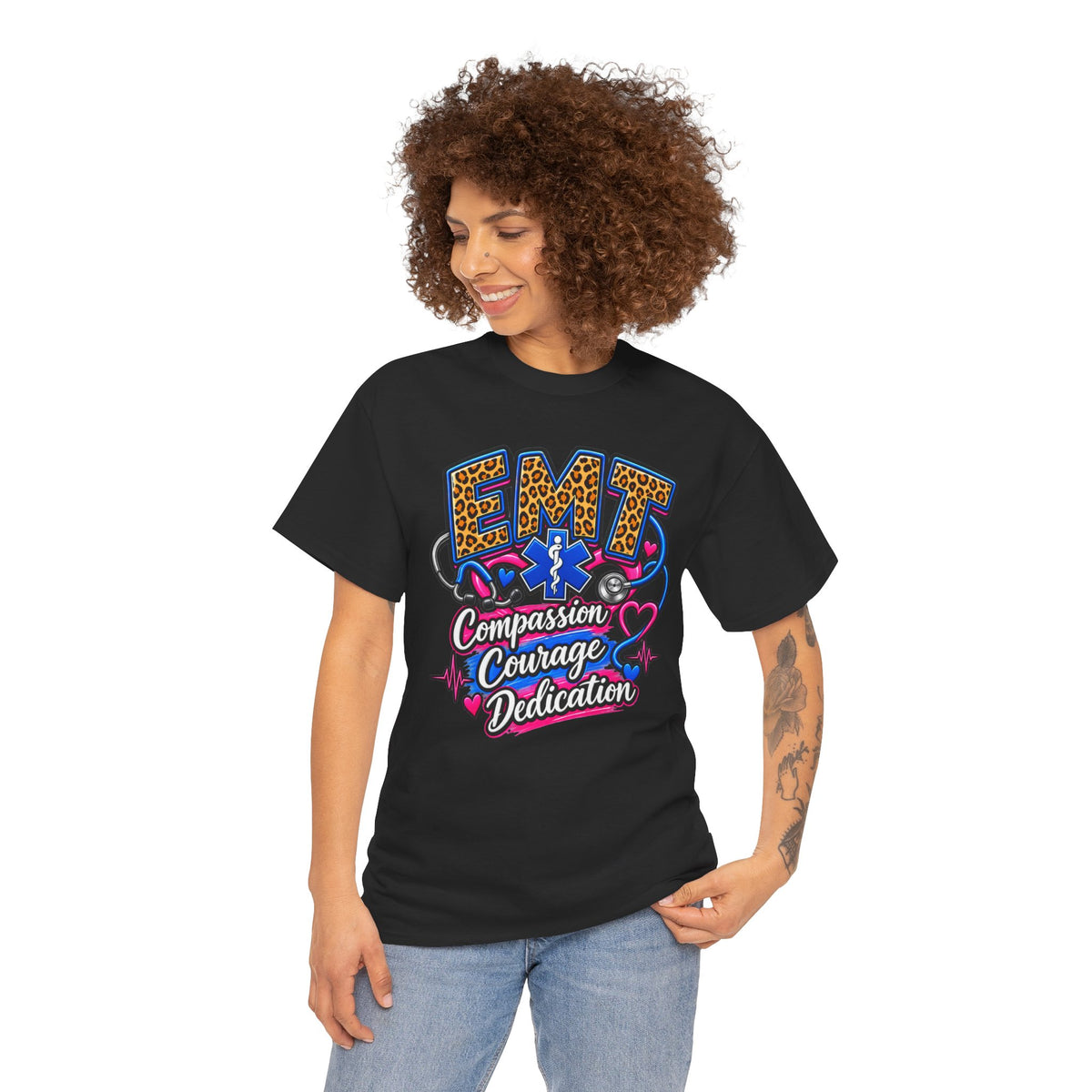 EMT Compassion Courage Dedication T-Shirt — Paramedic & First Responder Tribute Tee