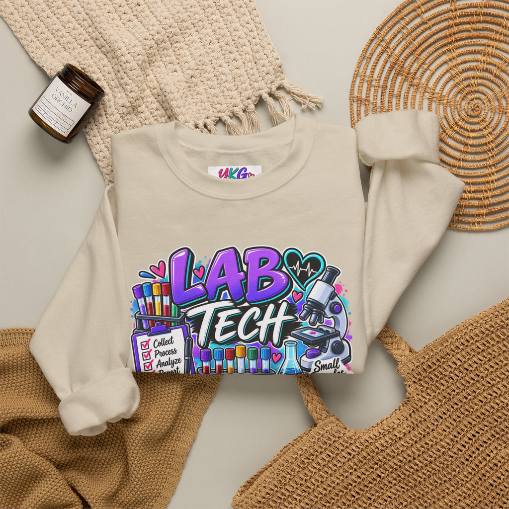 Lab Tech Crewneck Sweatshirt — Colorful Science Lab Technician Graphic