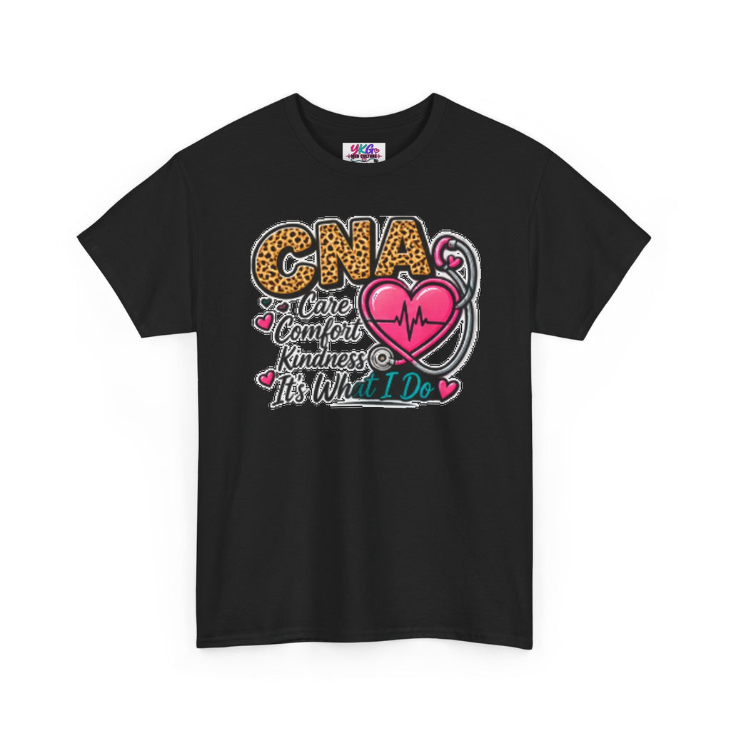 CNA Tee - "Care Comfort Kindness" Heartbeat Stethoscope Shirt for Nursing Assistants