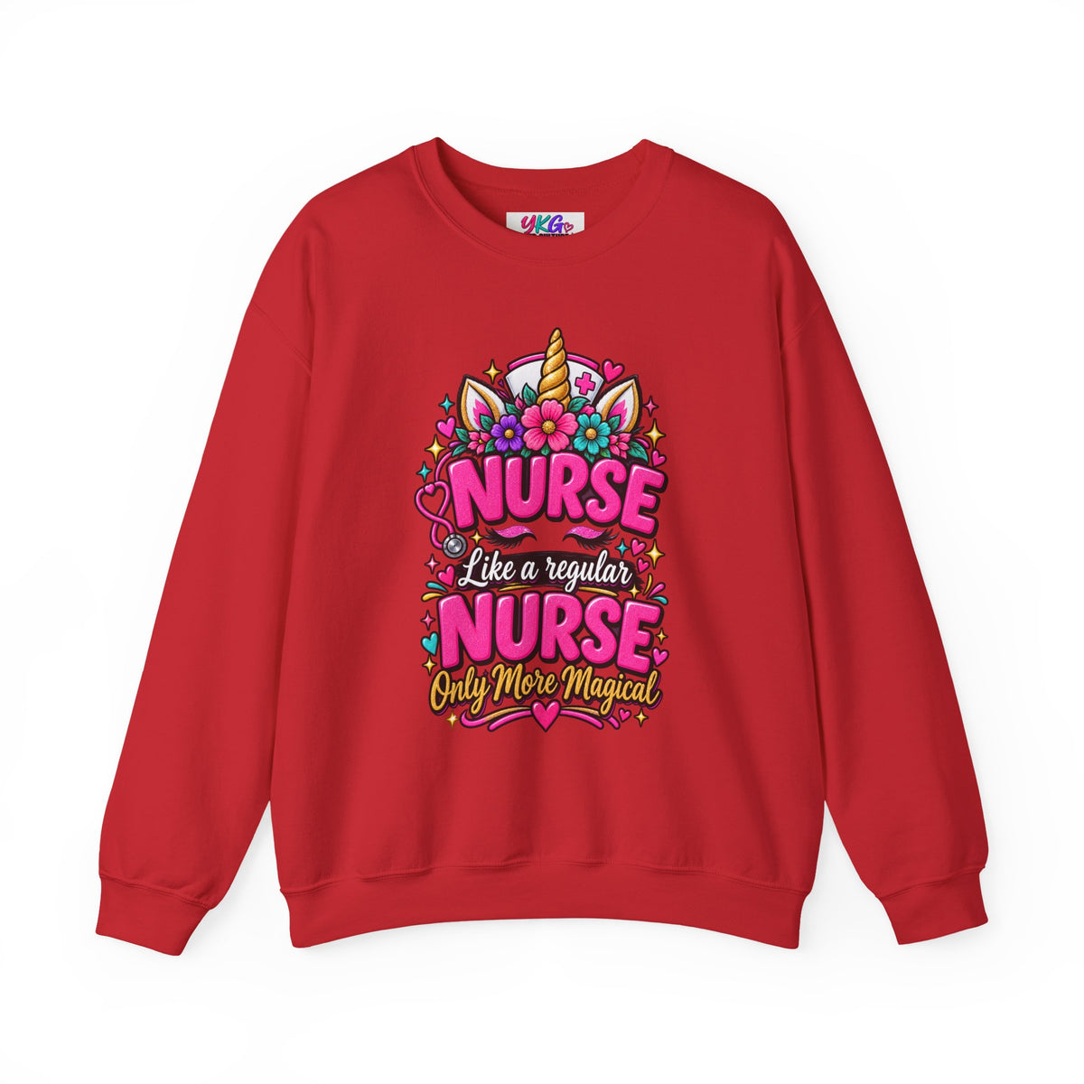 Crewneck Sweatshirt — "Nurse Like a Regular Nurse, Only More Magical" Cute Unicorn Nursing Pullover