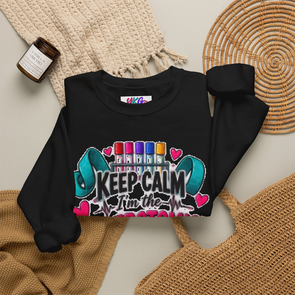 Phlebotomist Crewneck Sweatshirt – 'Keep Calm I'm the Phlebotomist' Cute Medical Gift