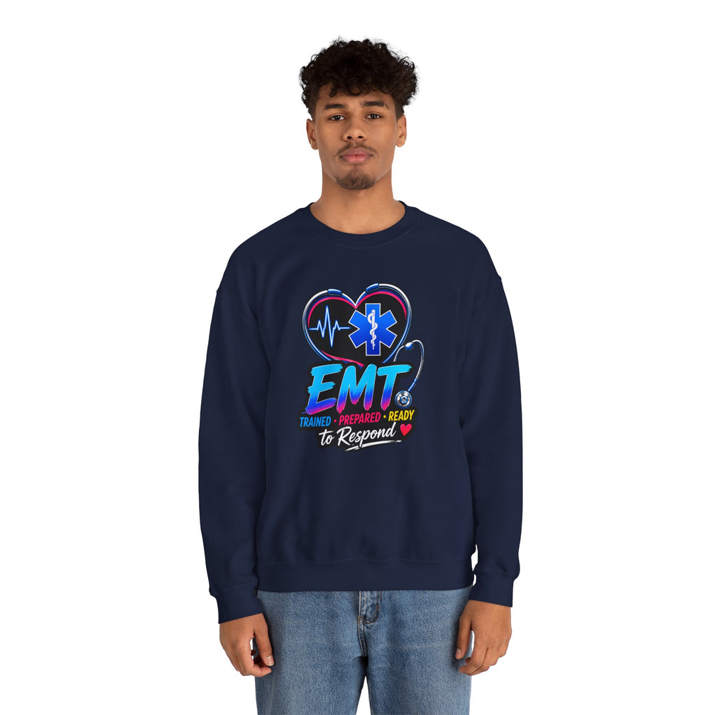 EMT Crewneck Sweatshirt — "Trained • Prepared • Ready to Respond" Paramedic Pullover