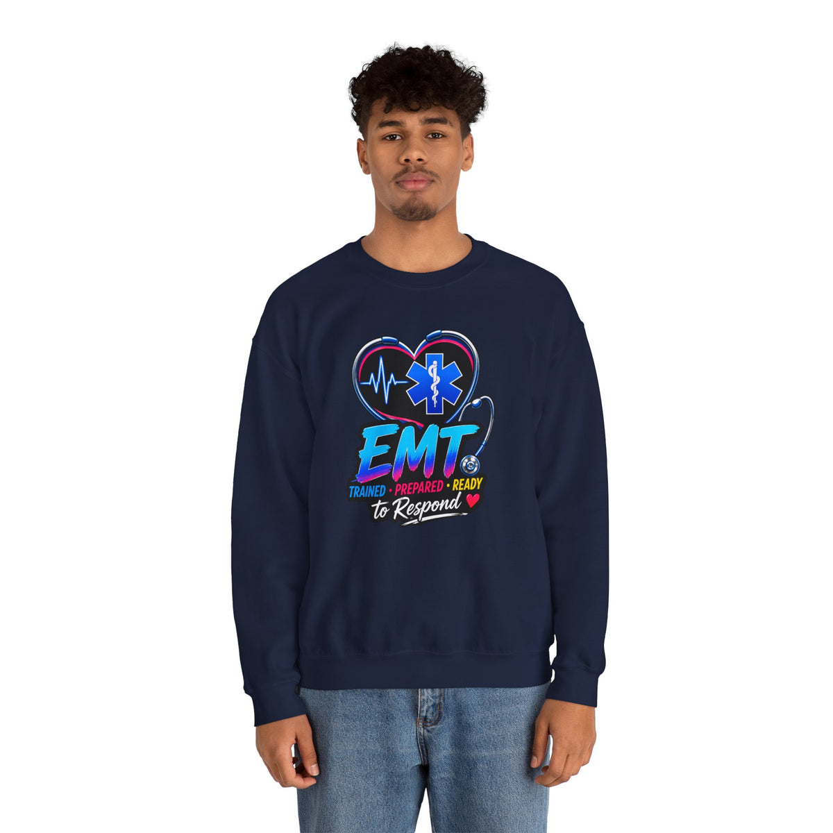 EMT Crewneck Sweatshirt — "Trained • Prepared • Ready to Respond" Paramedic Pullover