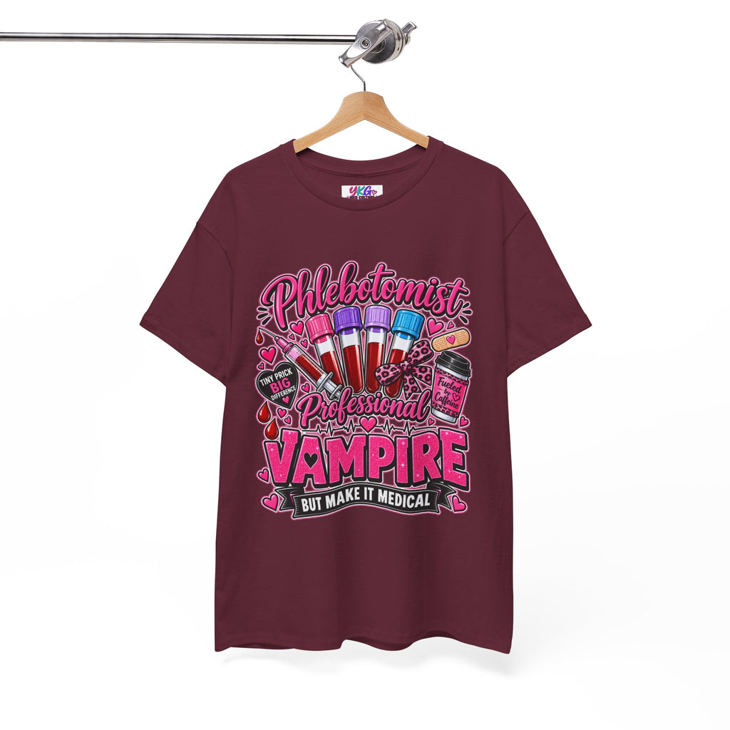 Phlebotomist Vampire T-Shirt – 'Professional Vampire but Make It Medical' Cute Medical Worker Tee