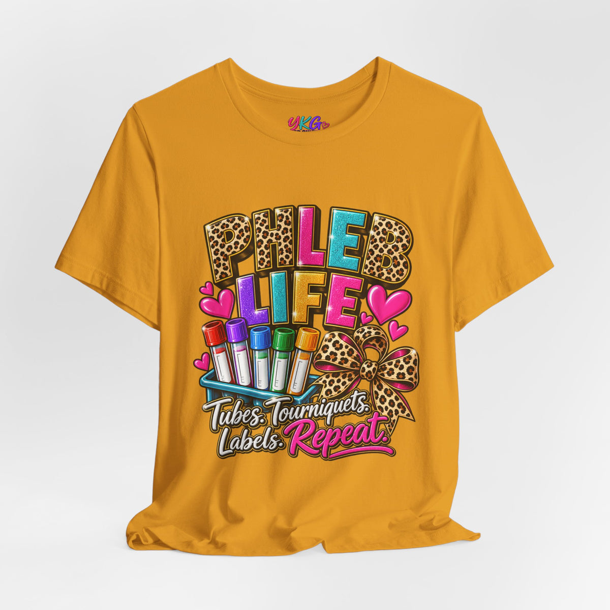Phlebotomist Squad Tee — "Tubes, Turnarounds, Labels, Repeat" Graphic Shirt