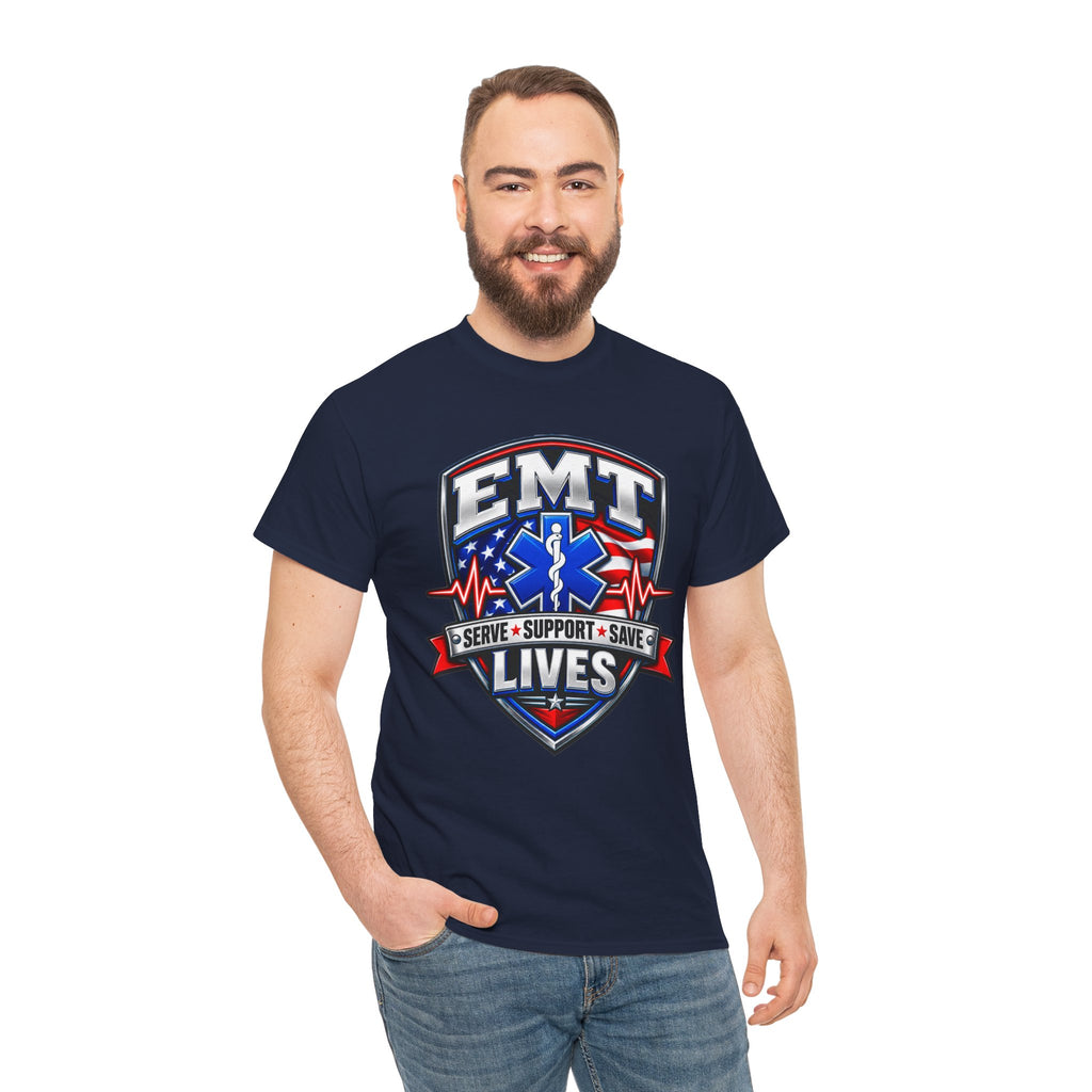 EMT Lives Tee — "Serve • Support • Save" EMS Shield Shirt