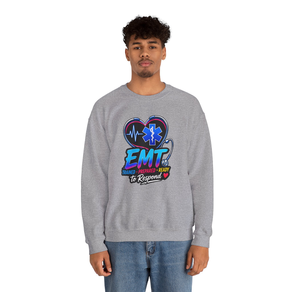 EMT Crewneck Sweatshirt — "Trained • Prepared • Ready to Respond" Paramedic Pullover