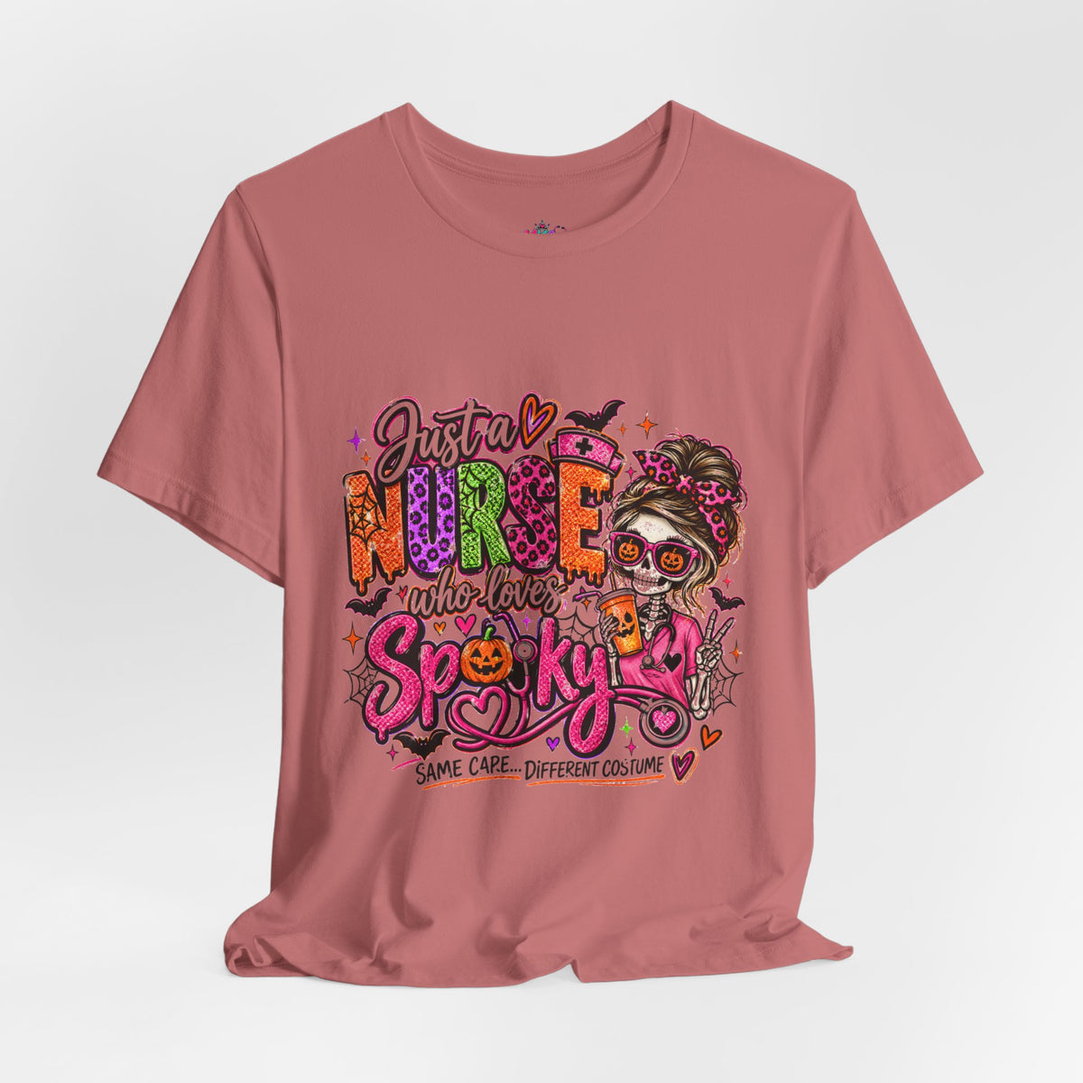 Just a Nurse Who Loves Spooky Tee — Halloween Nurse Graphic Shirt