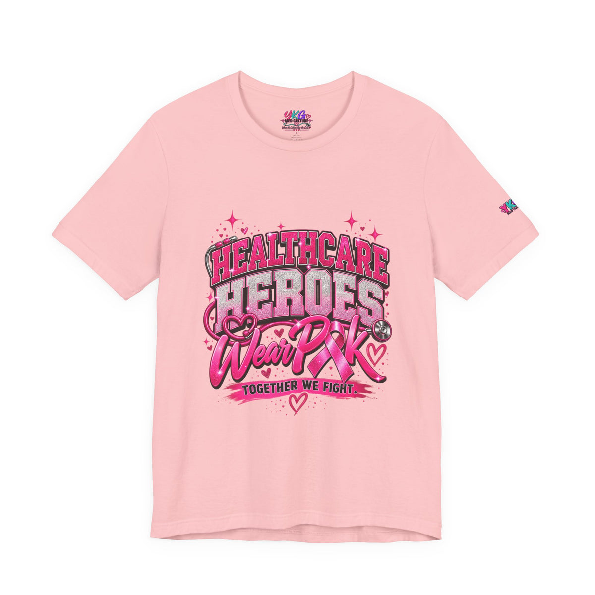 Breast Cancer Awareness Tee — "Healthcare Heroes Wear Pink" Support Ribbon Shirt