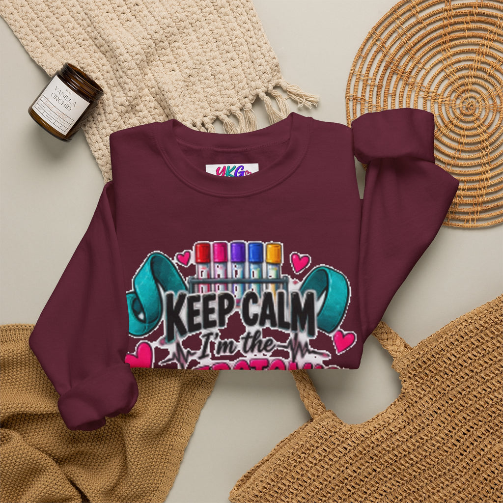 Phlebotomist Crewneck Sweatshirt – 'Keep Calm I'm the Phlebotomist' Cute Medical Gift