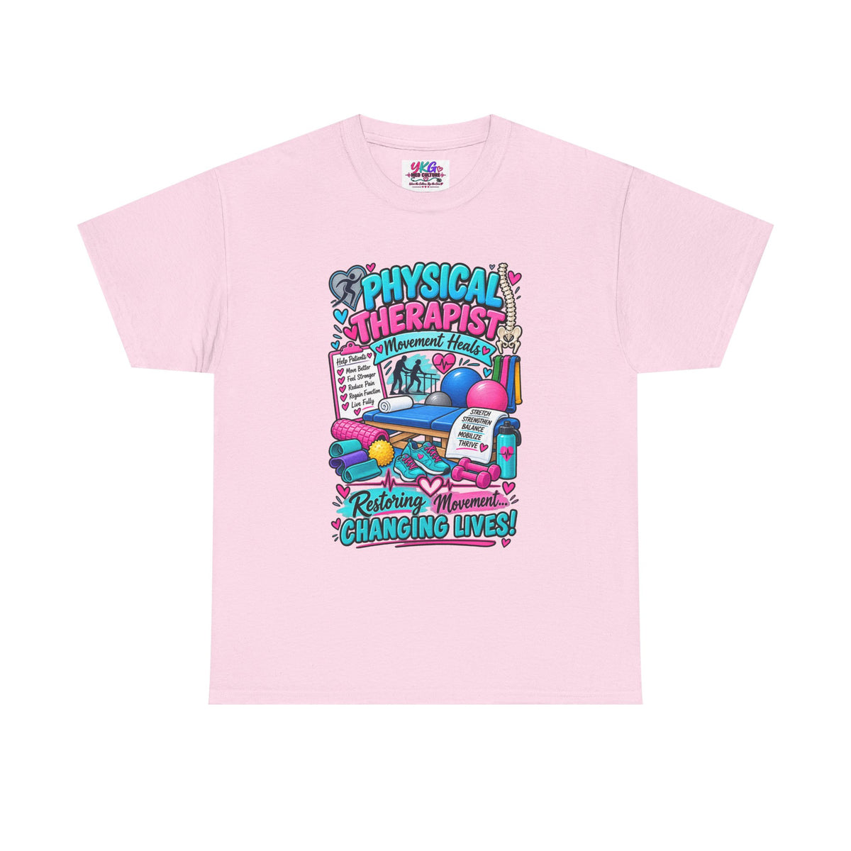 Physical Therapist T-Shirt — "Restoring Movement, Changing Lives" Colorful Rehab Tee