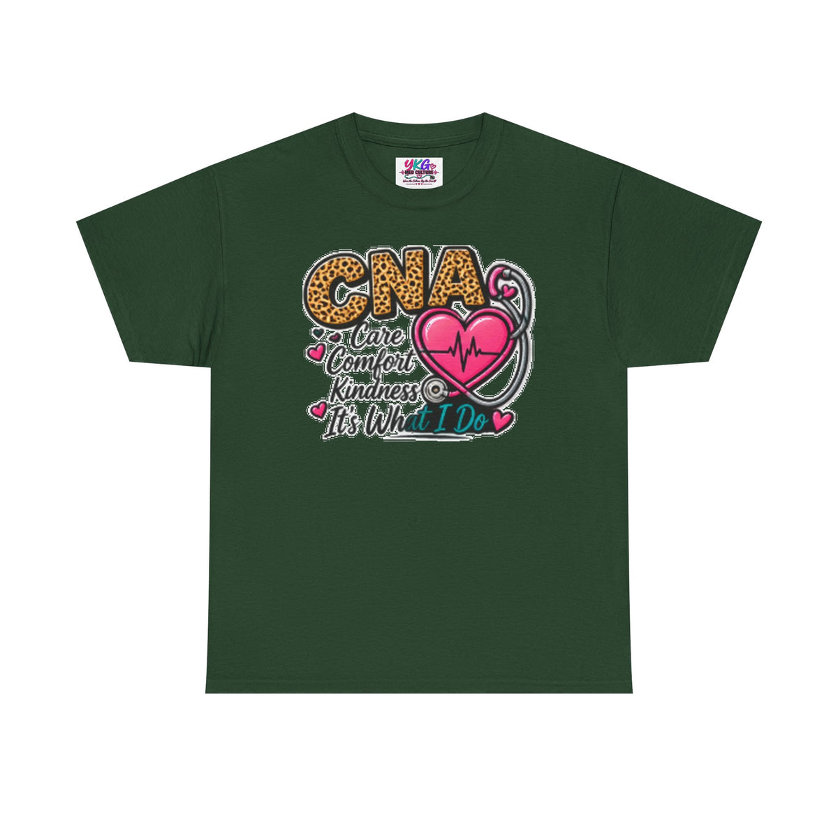 CNA Tee - "Care Comfort Kindness" Heartbeat Stethoscope Shirt for Nursing Assistants