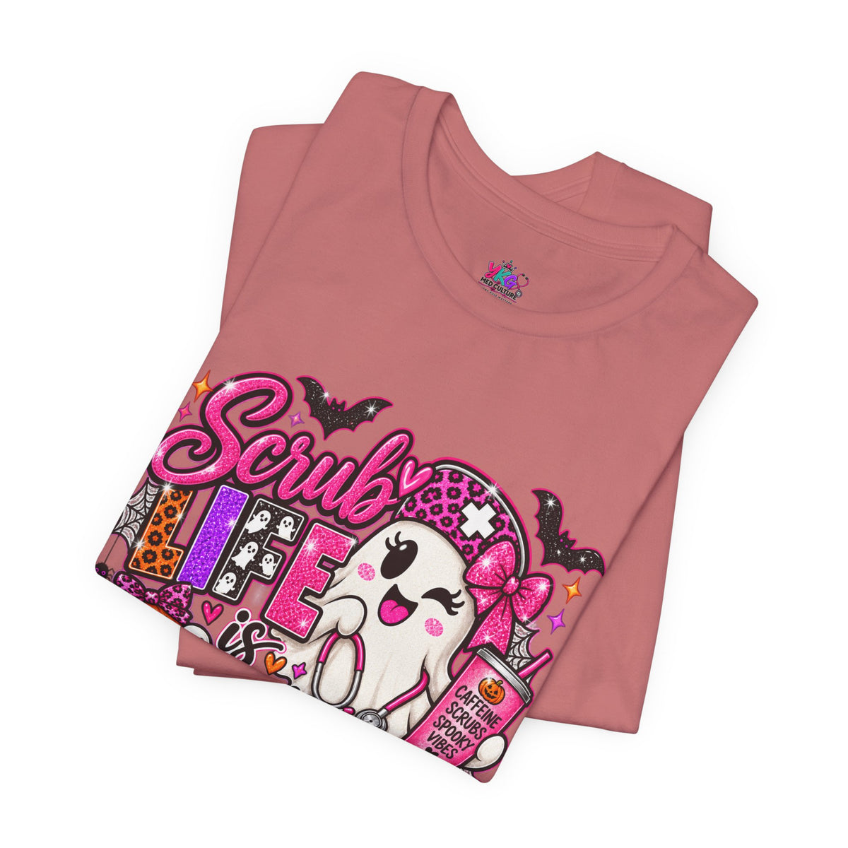 Spooky Season Scrub Life Graphic Tee — Halloween Nurse & Healthcare Cartoon Shirt