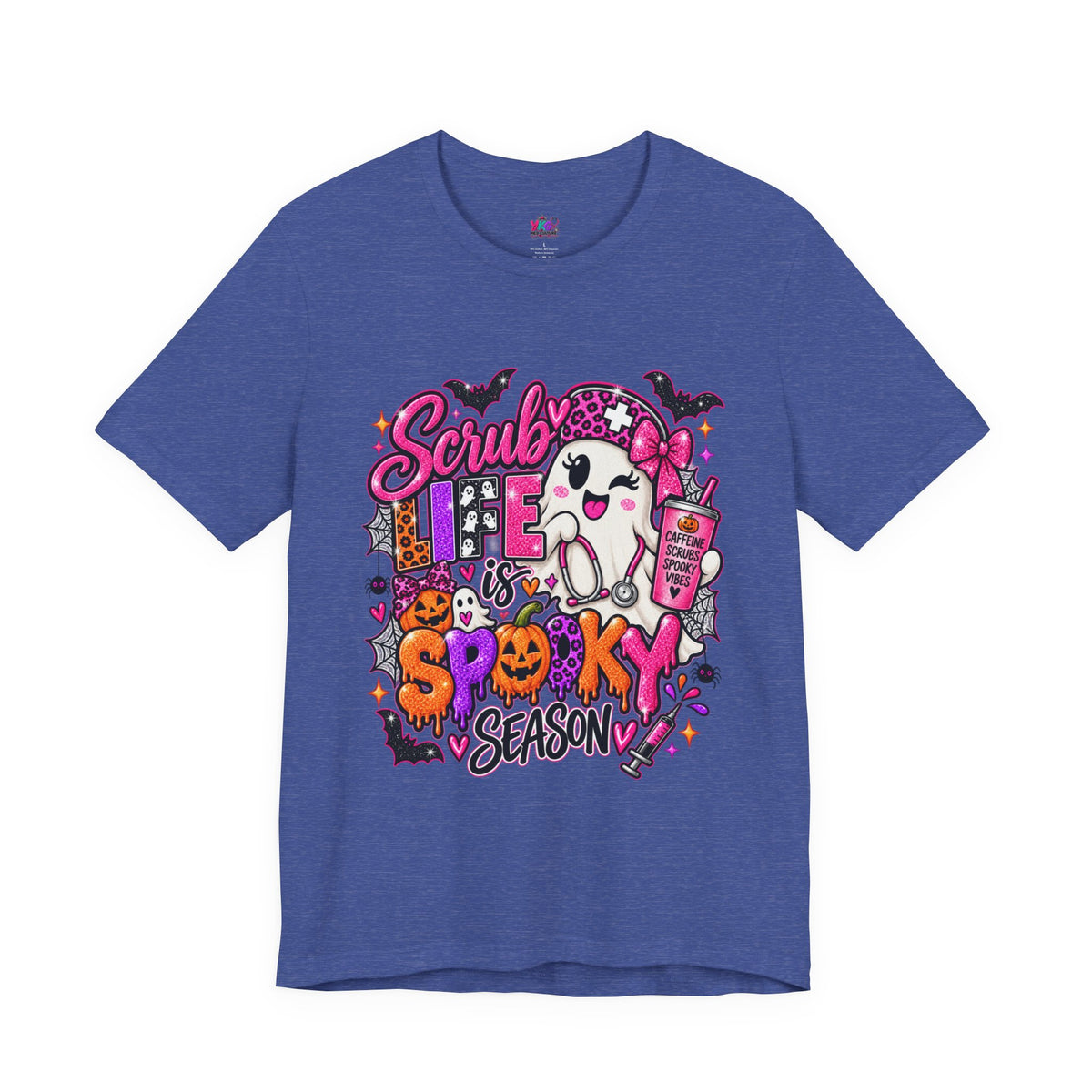 Spooky Season Scrub Life Graphic Tee — Halloween Nurse & Healthcare Cartoon Shirt