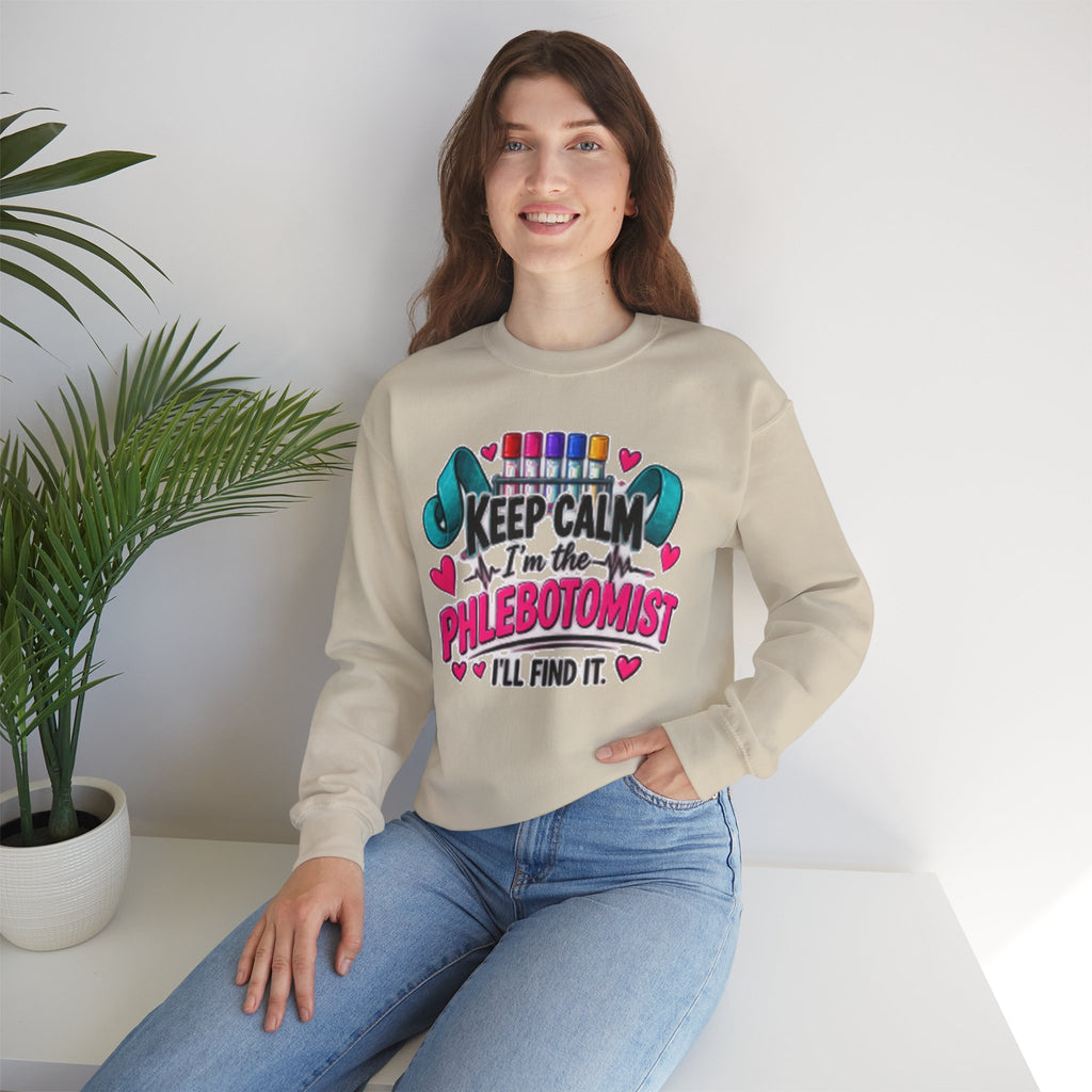 Phlebotomist Crewneck Sweatshirt – 'Keep Calm I'm the Phlebotomist' Cute Medical Gift