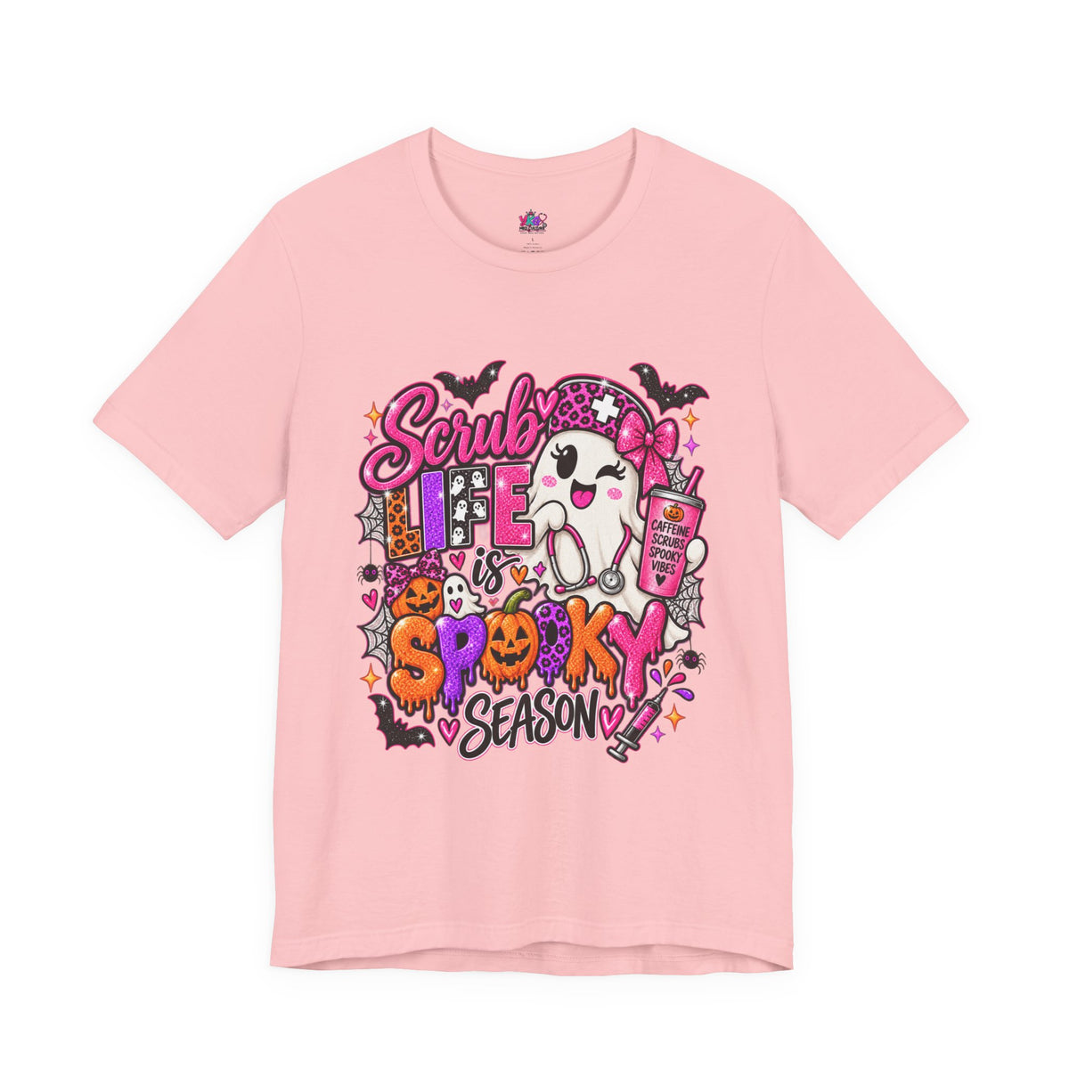 Spooky Season Scrub Life Graphic Tee — Halloween Nurse & Healthcare Cartoon Shirt