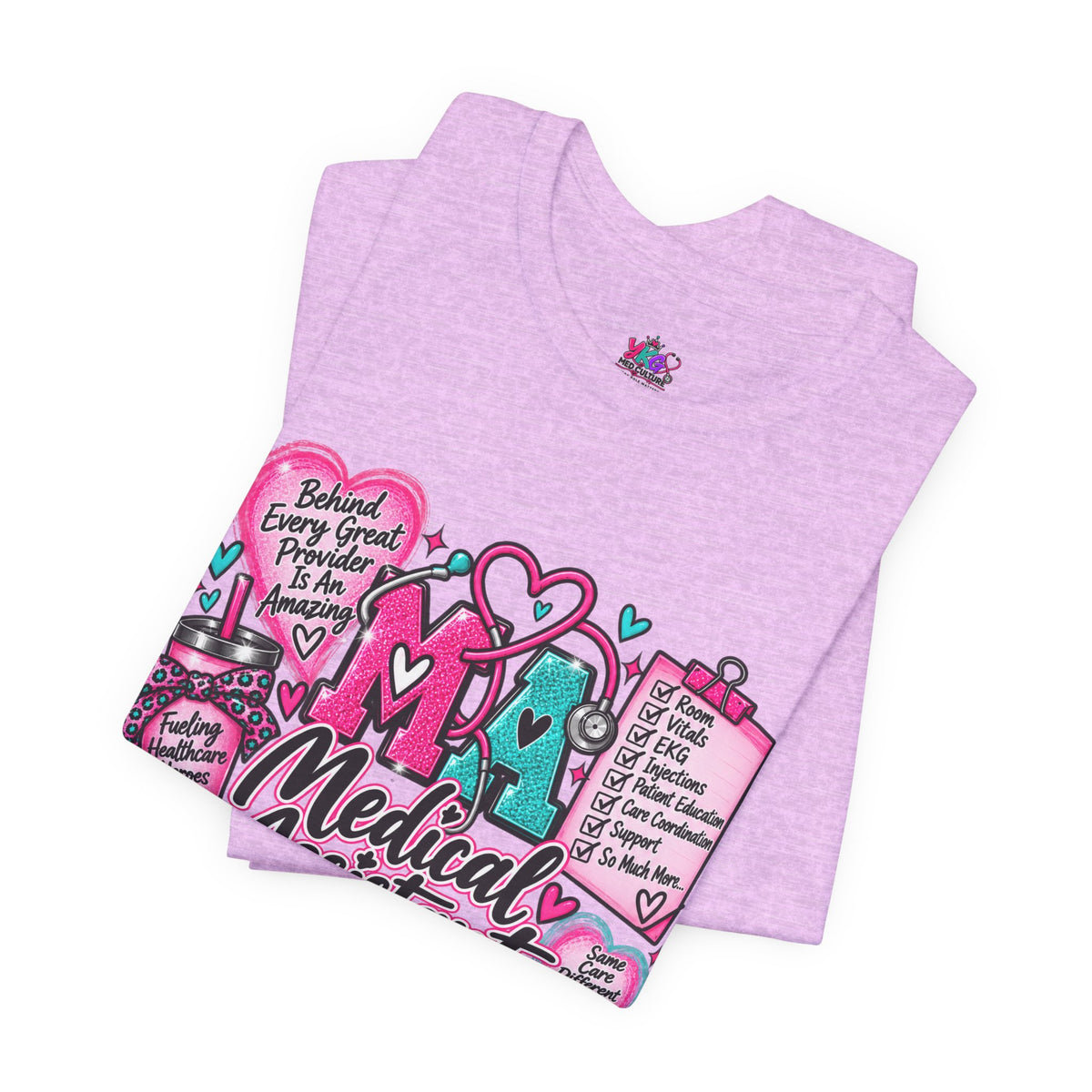 Medical Assistant Appreciation Week T-Shirt — Cute Pink & Teal Hearts Design