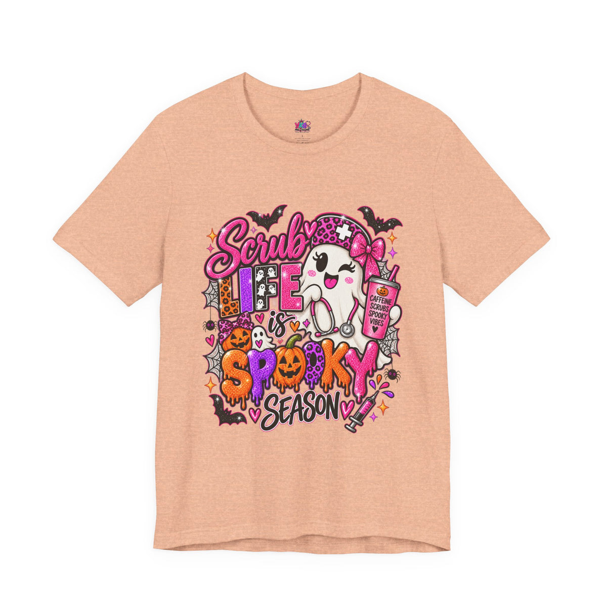 Spooky Season Scrub Life Graphic Tee — Halloween Nurse & Healthcare Cartoon Shirt