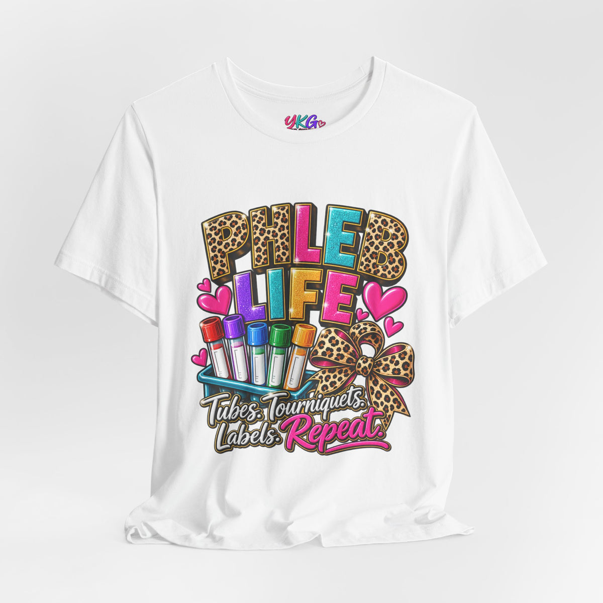 Phlebotomist Squad Tee — "Tubes, Turnarounds, Labels, Repeat" Graphic Shirt