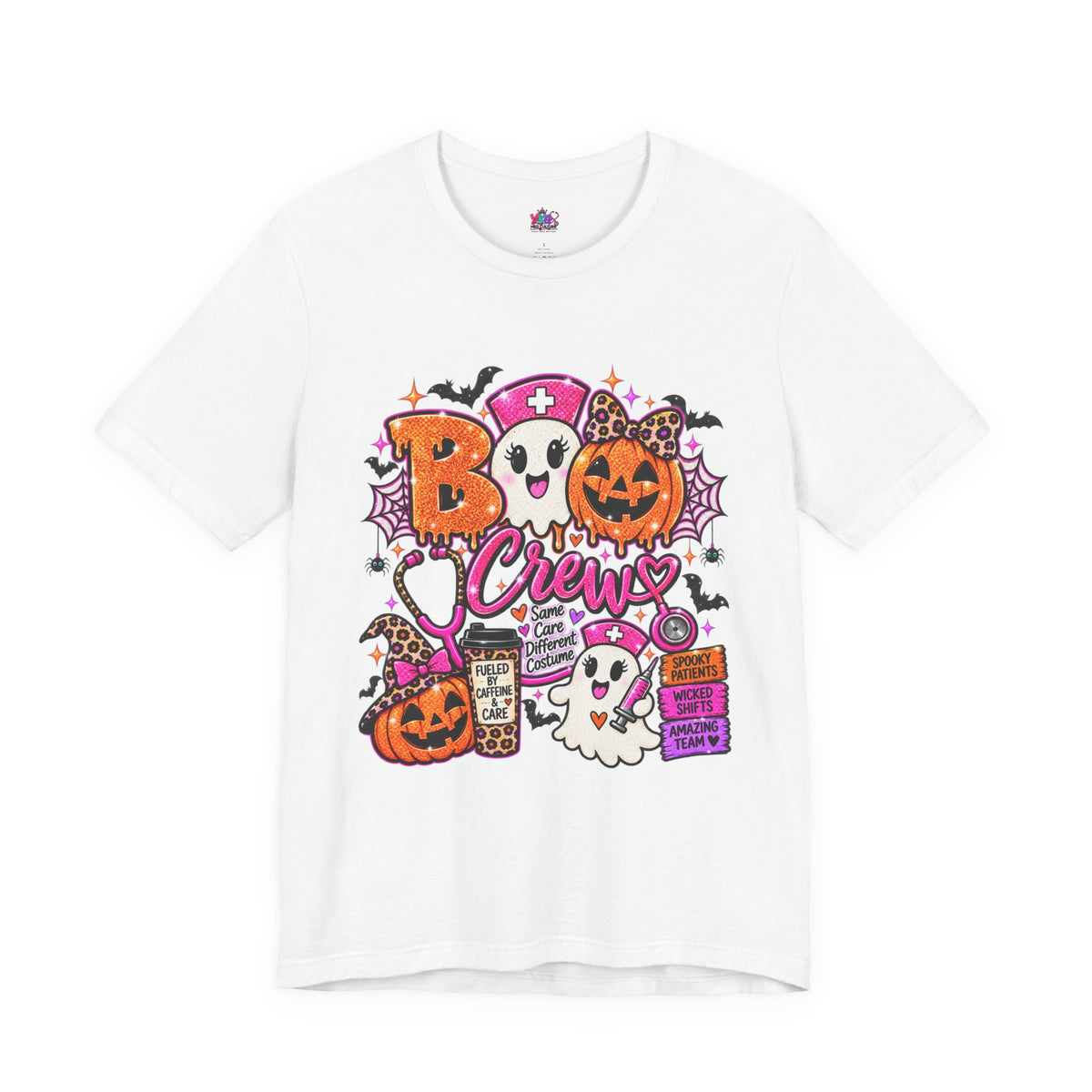 Halloween Boo Crew T-Shirt — Cute Nurse Ghosts, Jack-O'-Lanterns & Candy Graphic Tee