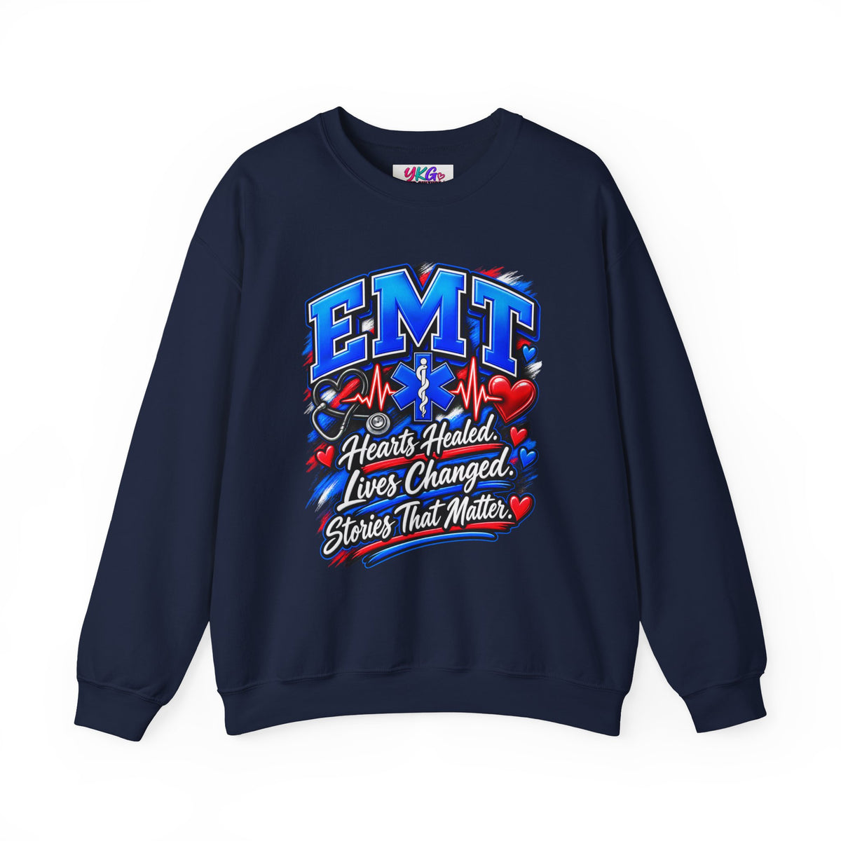 EMT Crewneck Sweatshirt — Hearts Healed, Lives Changed, Stories That Matter