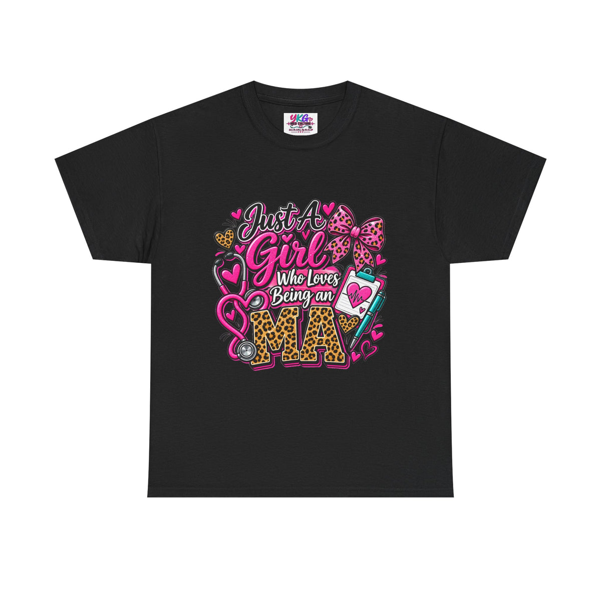 Girls Who Love Being an Medical Assistant T-Shirt — Cute Pink Leopard Nurse Tee