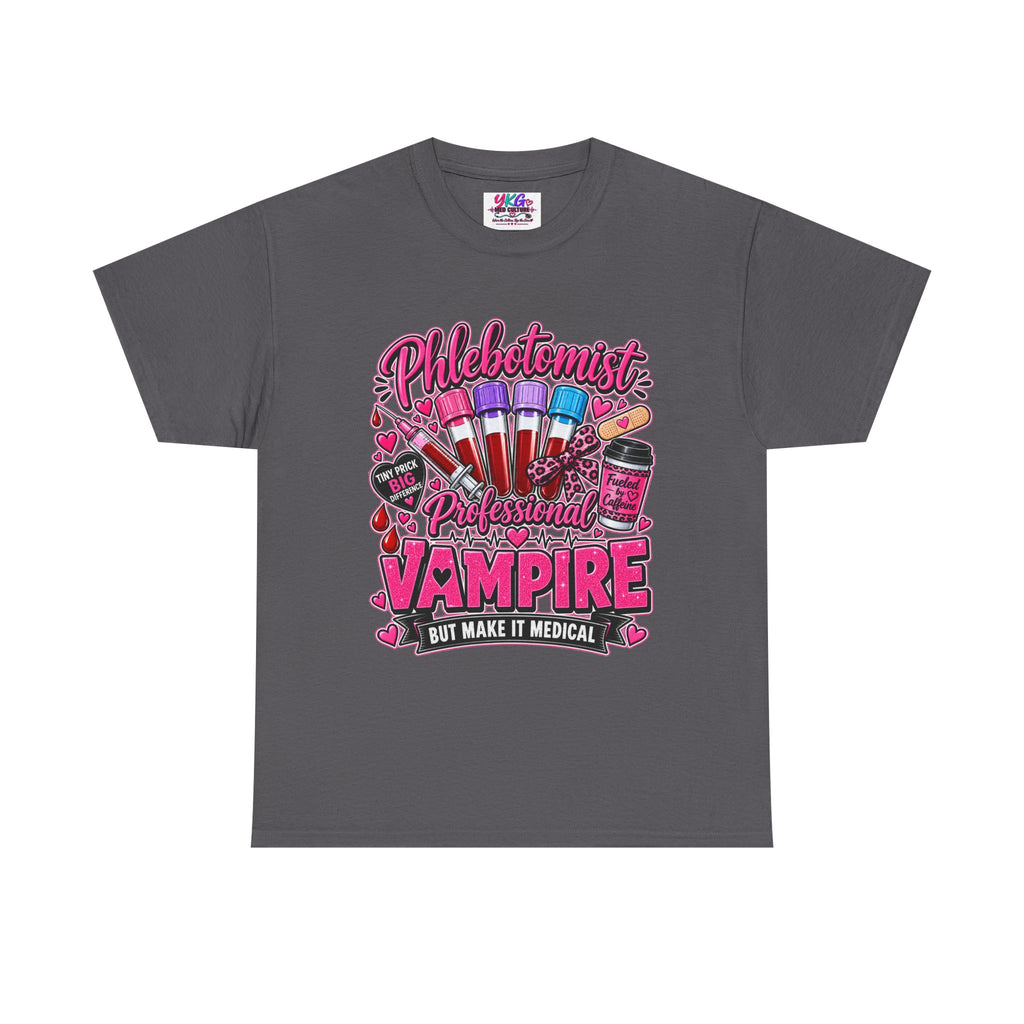 Phlebotomist Vampire T-Shirt – 'Professional Vampire but Make It Medical' Cute Medical Worker Tee