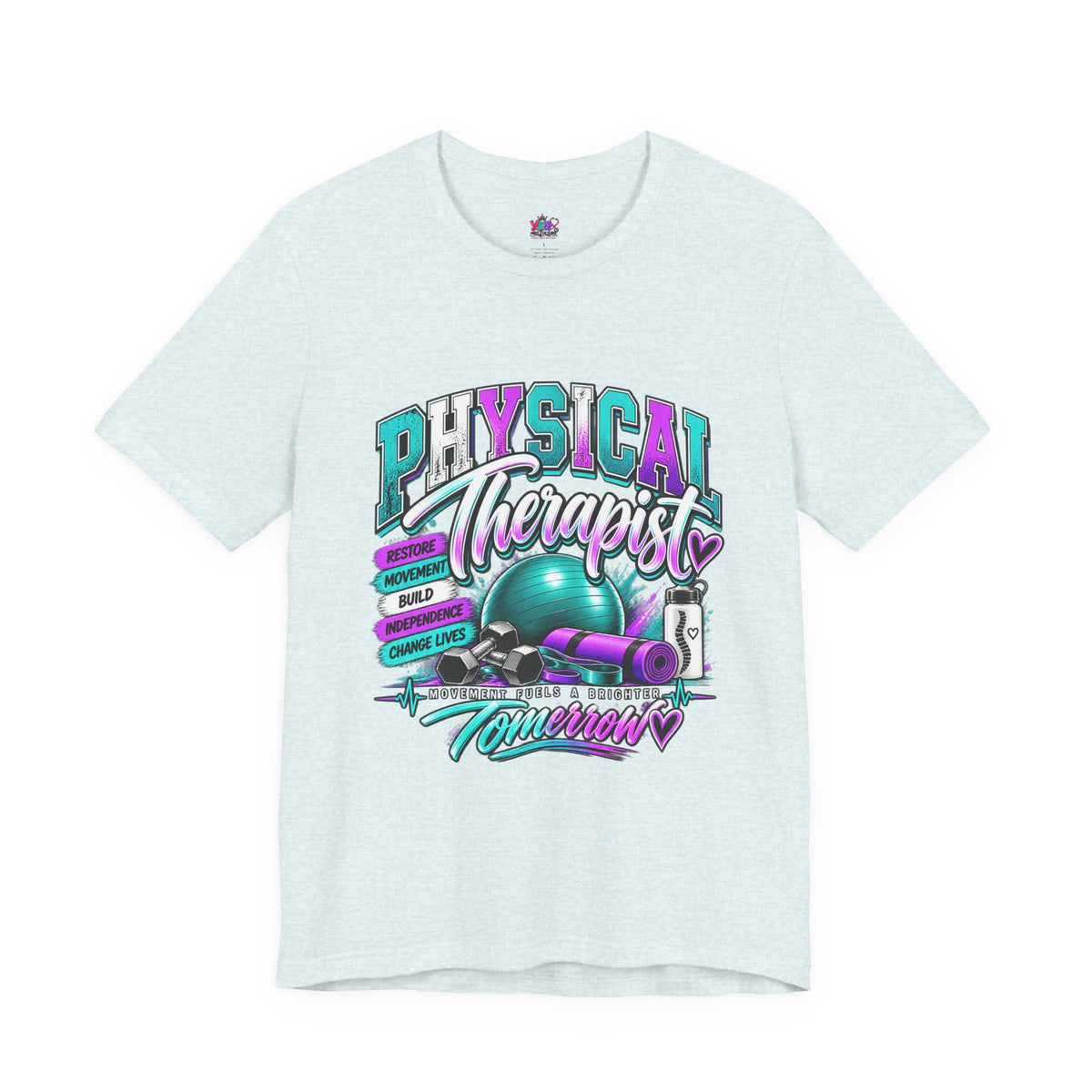 Physical Therapist Tee — Retro Fitness Graphic Shirt ("Physical Therapist: Helping People Move, Change Lives")