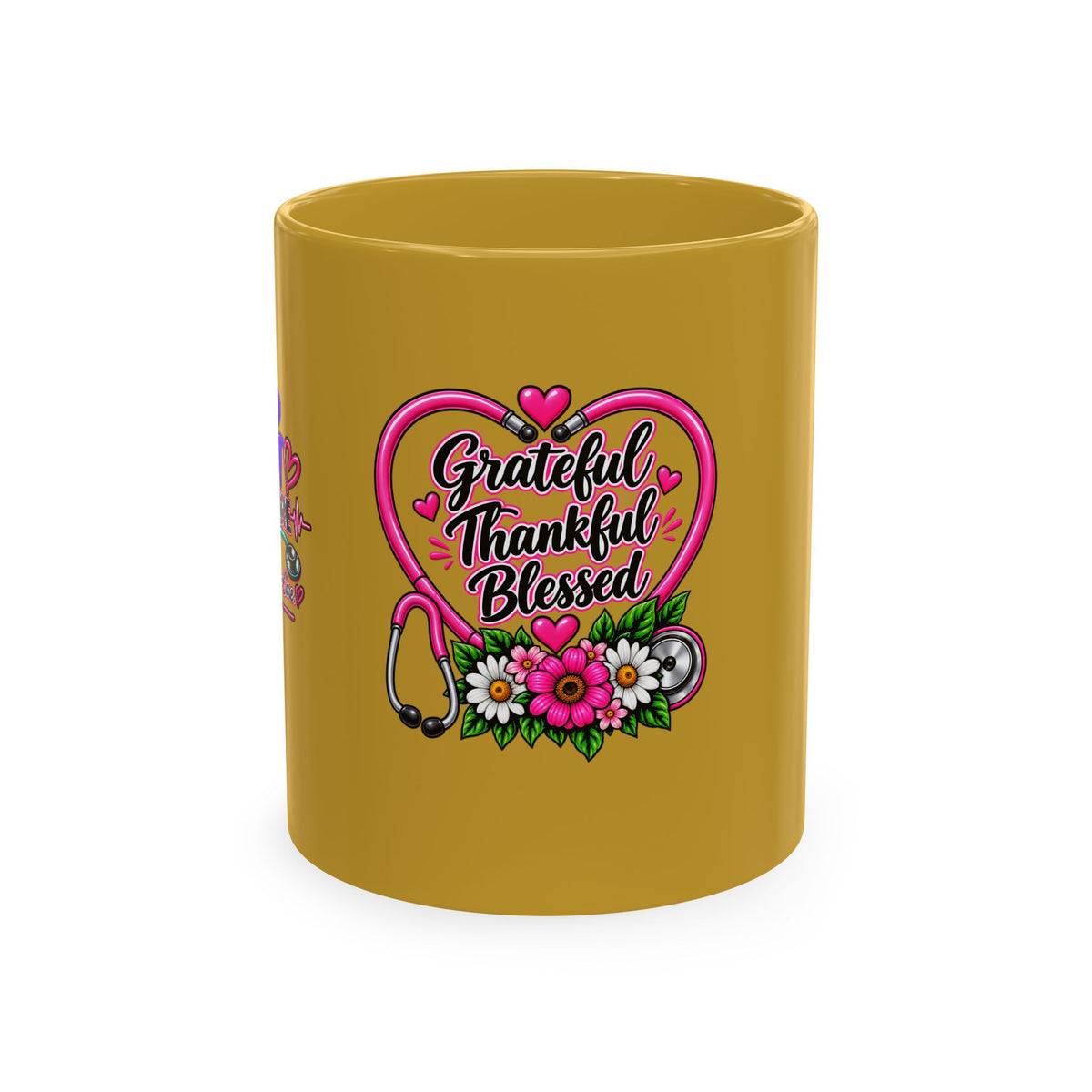 Grateful Thankful Blessed Nurse Mug — Floral Stethoscope Ceramic Coffee Cup