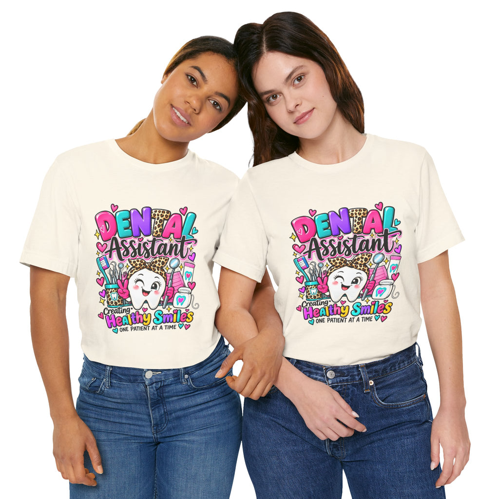 Dental Assistant T-Shirt — Cute 'Healthy Smiles' Cartoon Dental Crew Tee