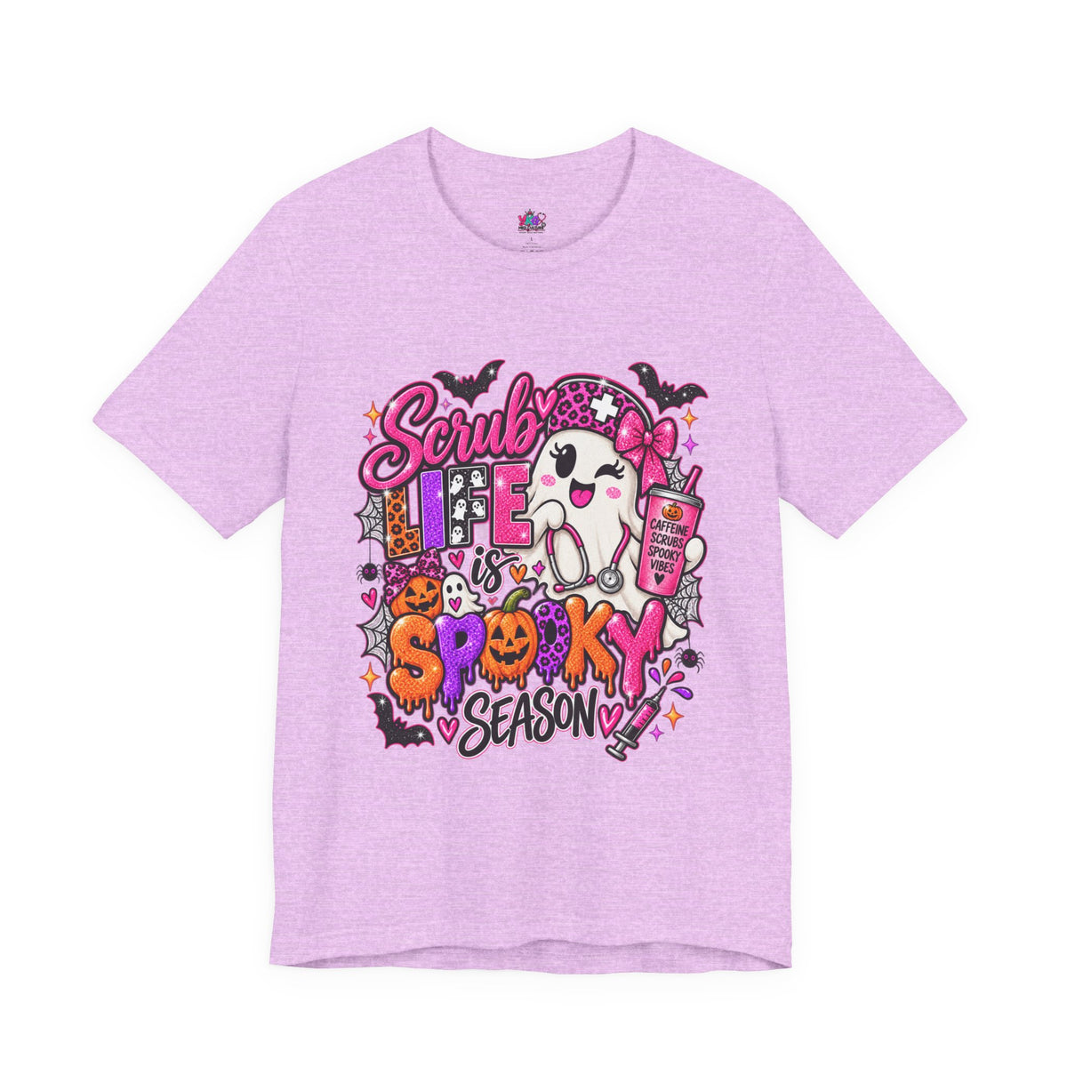 Spooky Season Scrub Life Graphic Tee — Halloween Nurse & Healthcare Cartoon Shirt