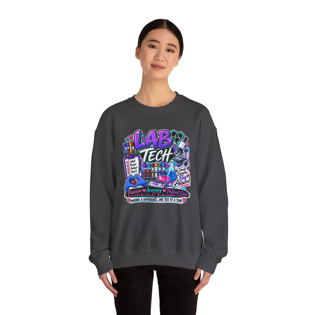 Lab Tech Crewneck Sweatshirt — Colorful Science Lab Technician Graphic