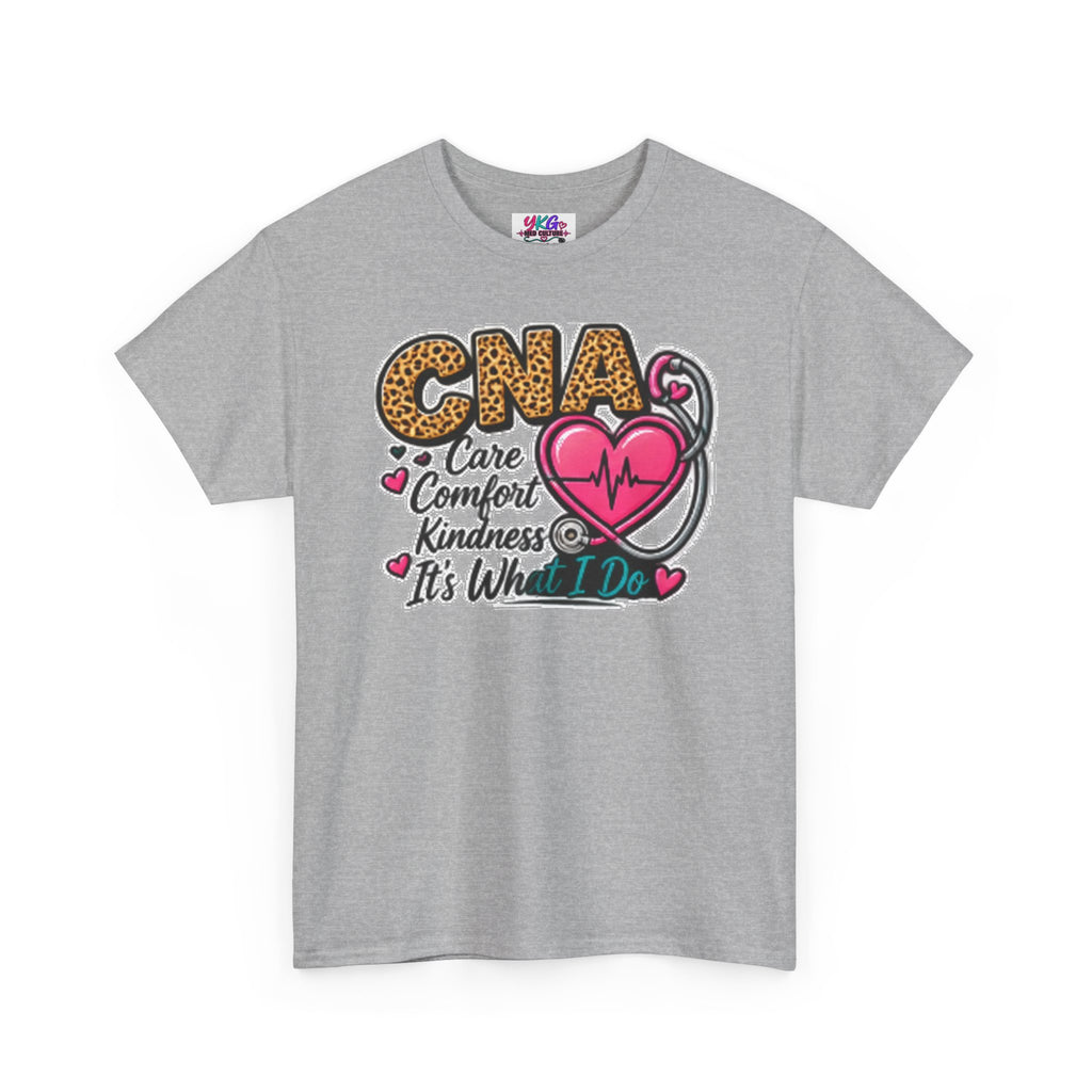 CNA Tee - "Care Comfort Kindness" Heartbeat Stethoscope Shirt for Nursing Assistants