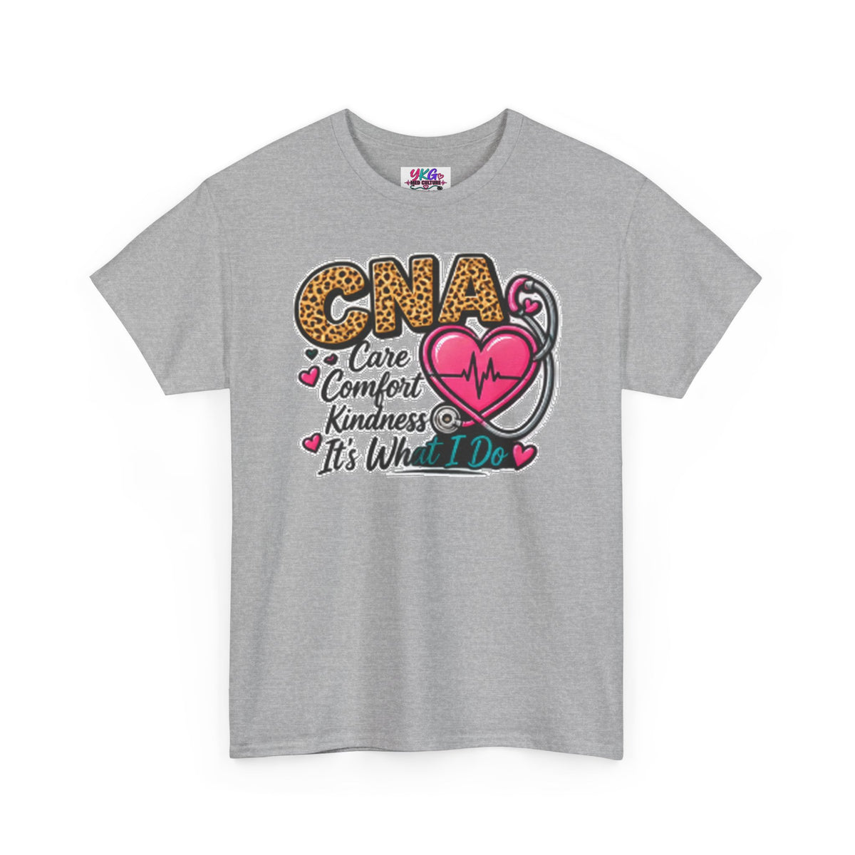 CNA Tee - "Care Comfort Kindness" Heartbeat Stethoscope Shirt for Nursing Assistants