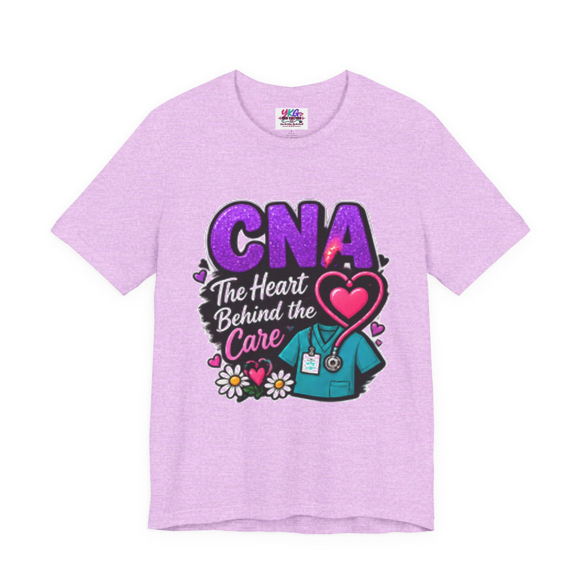CNA T-Shirt — “The Heart Behind the Care” Nursing Scrubs Tee