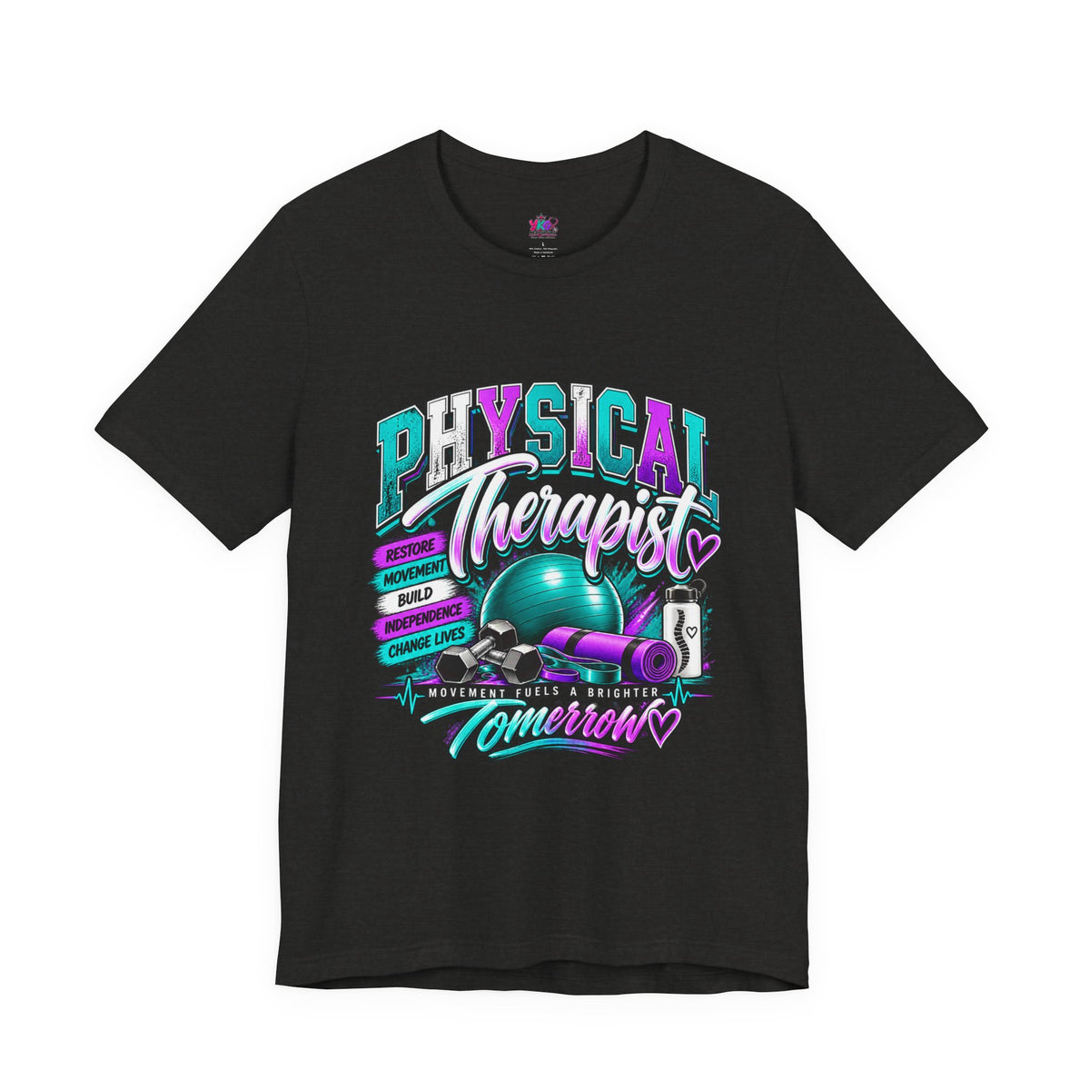 Physical Therapist Tee — Retro Fitness Graphic Shirt ("Physical Therapist: Helping People Move, Change Lives")